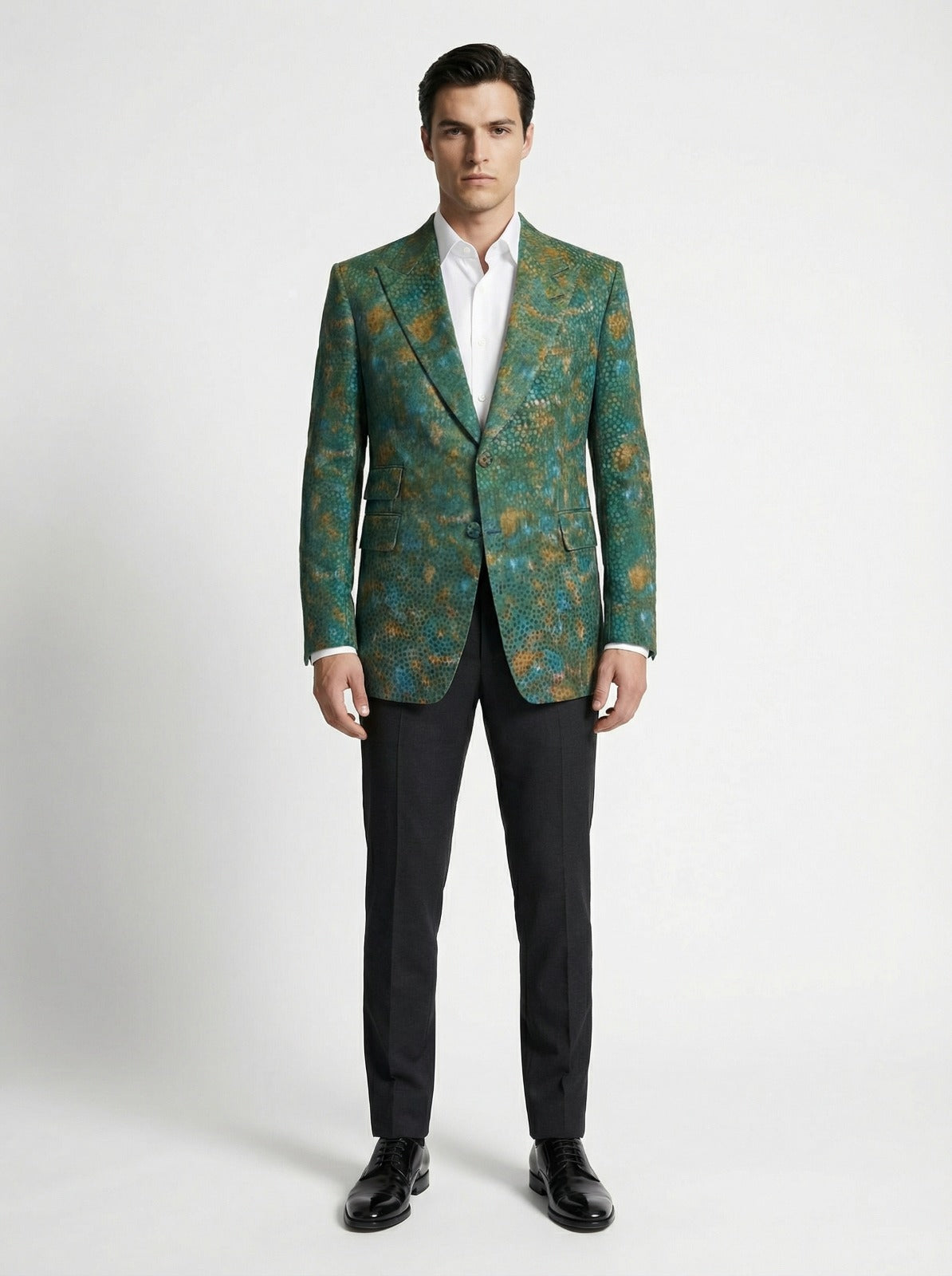 WP Green Aura Embossed Silk Print Jacket Ensemble-thumbmail-3