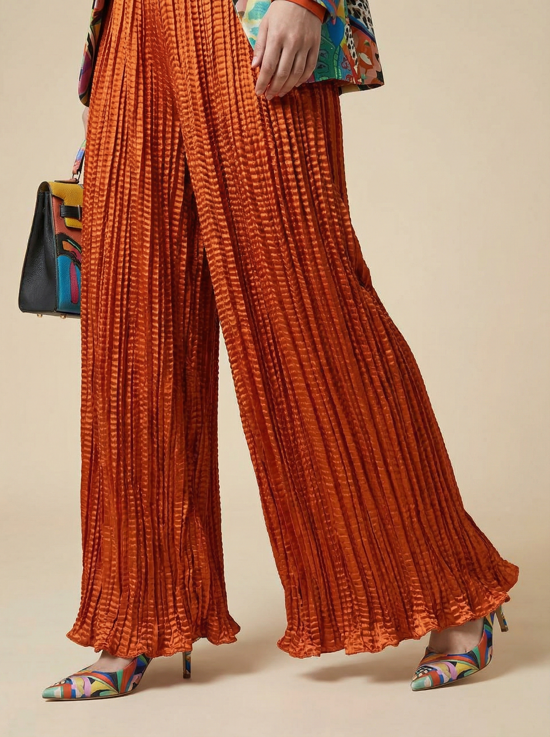 WP Zinnia Silk Crush Flow Pants Burnt Orange