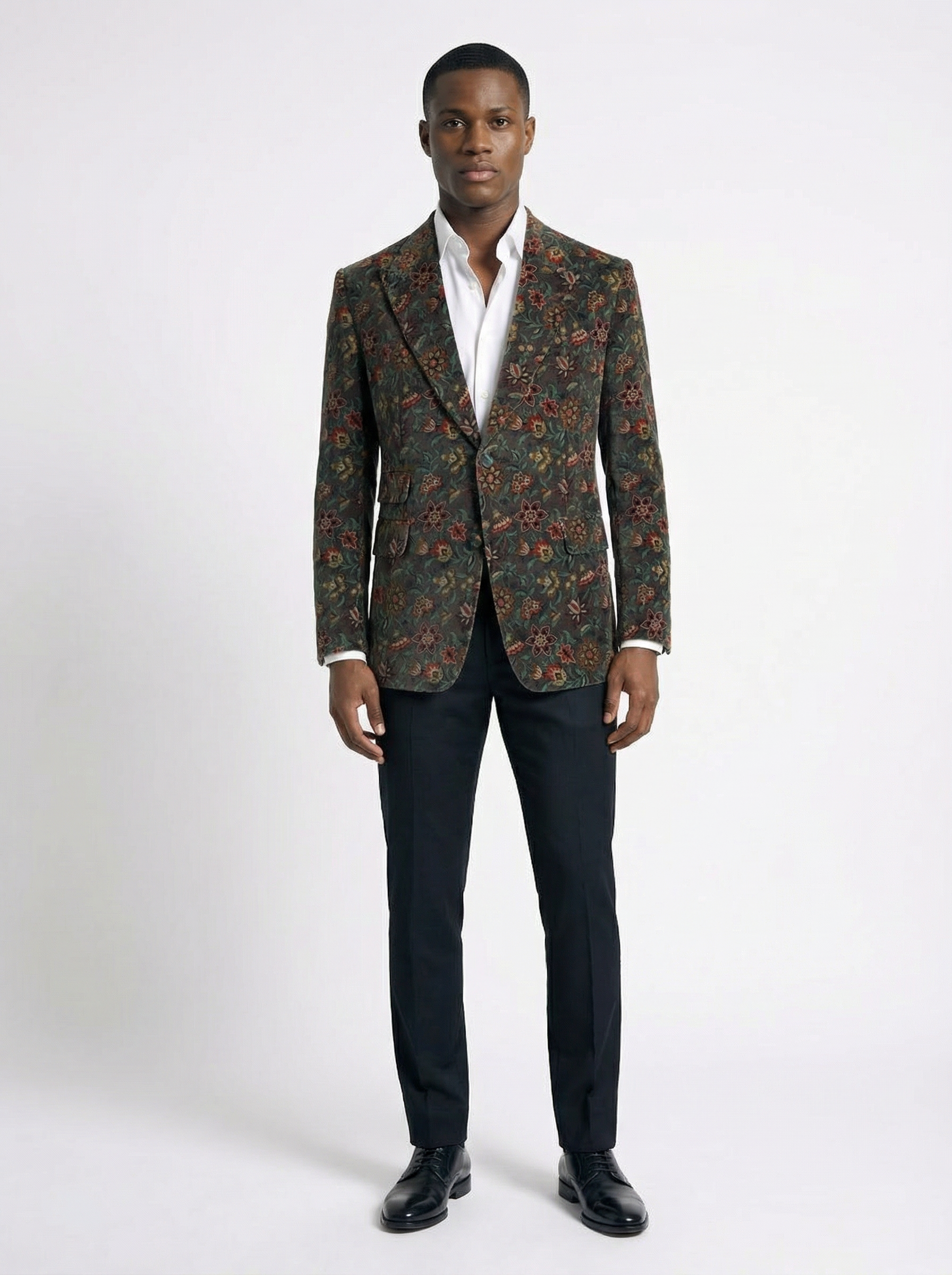 Velvet Suede Blend Multicolour Floral Evening Jacket