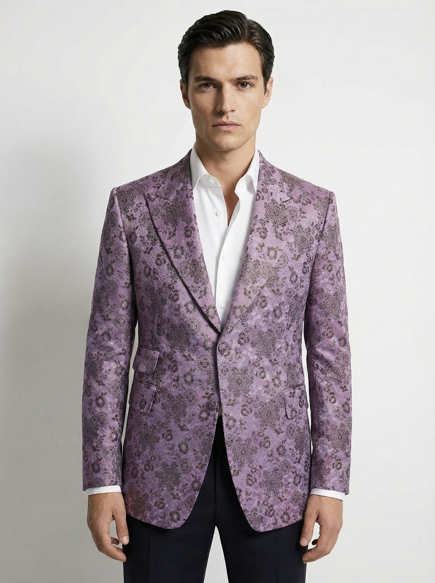 WP Embossed Silk Jacket Ensemble Tea Pink