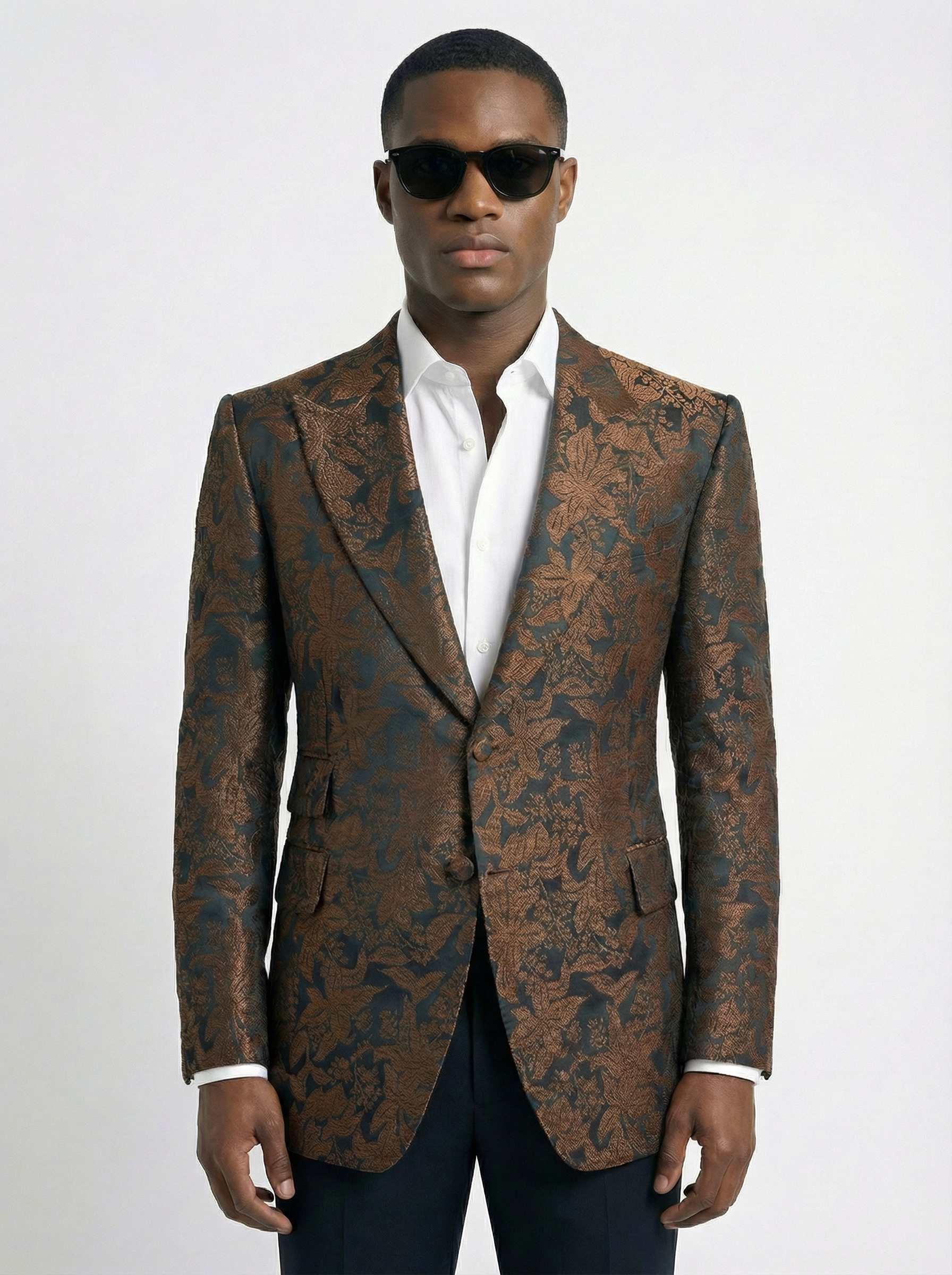 WP Wool & Silk Blend Jacket — Dark Green & Copper