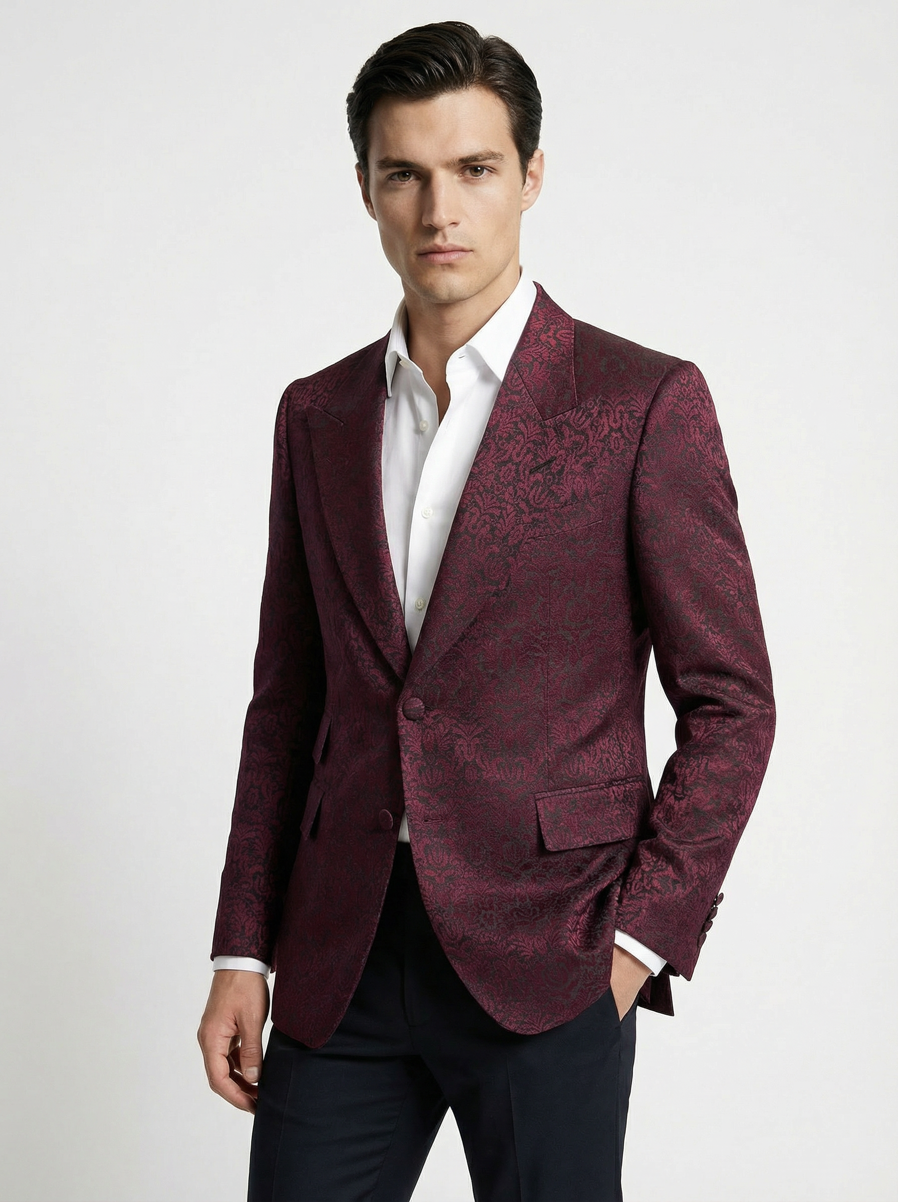 WP Wool & Silk Blend Jacket Ensemble Black & Indigo