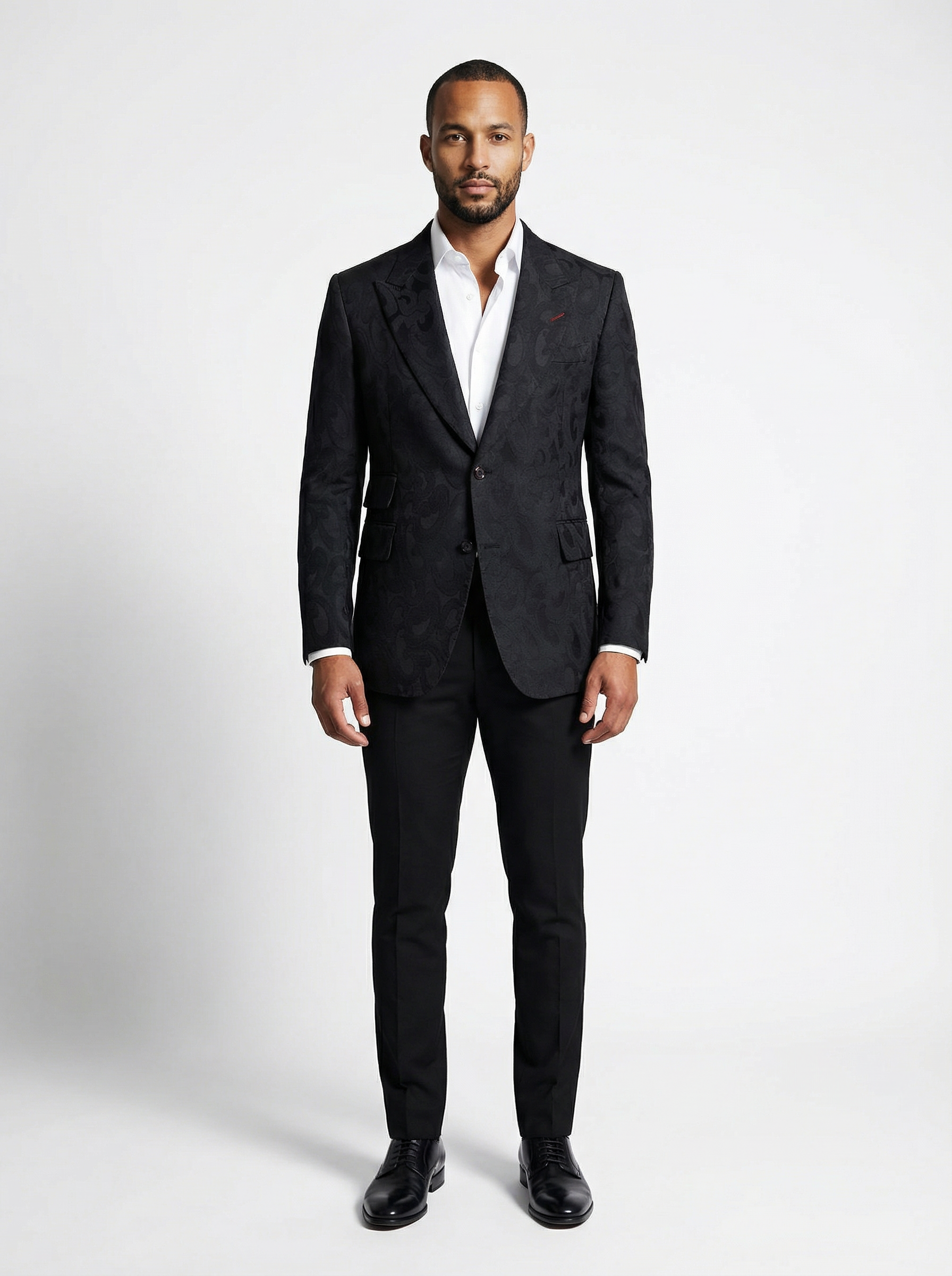 WP Silk & Wool Embossed Jacket Black