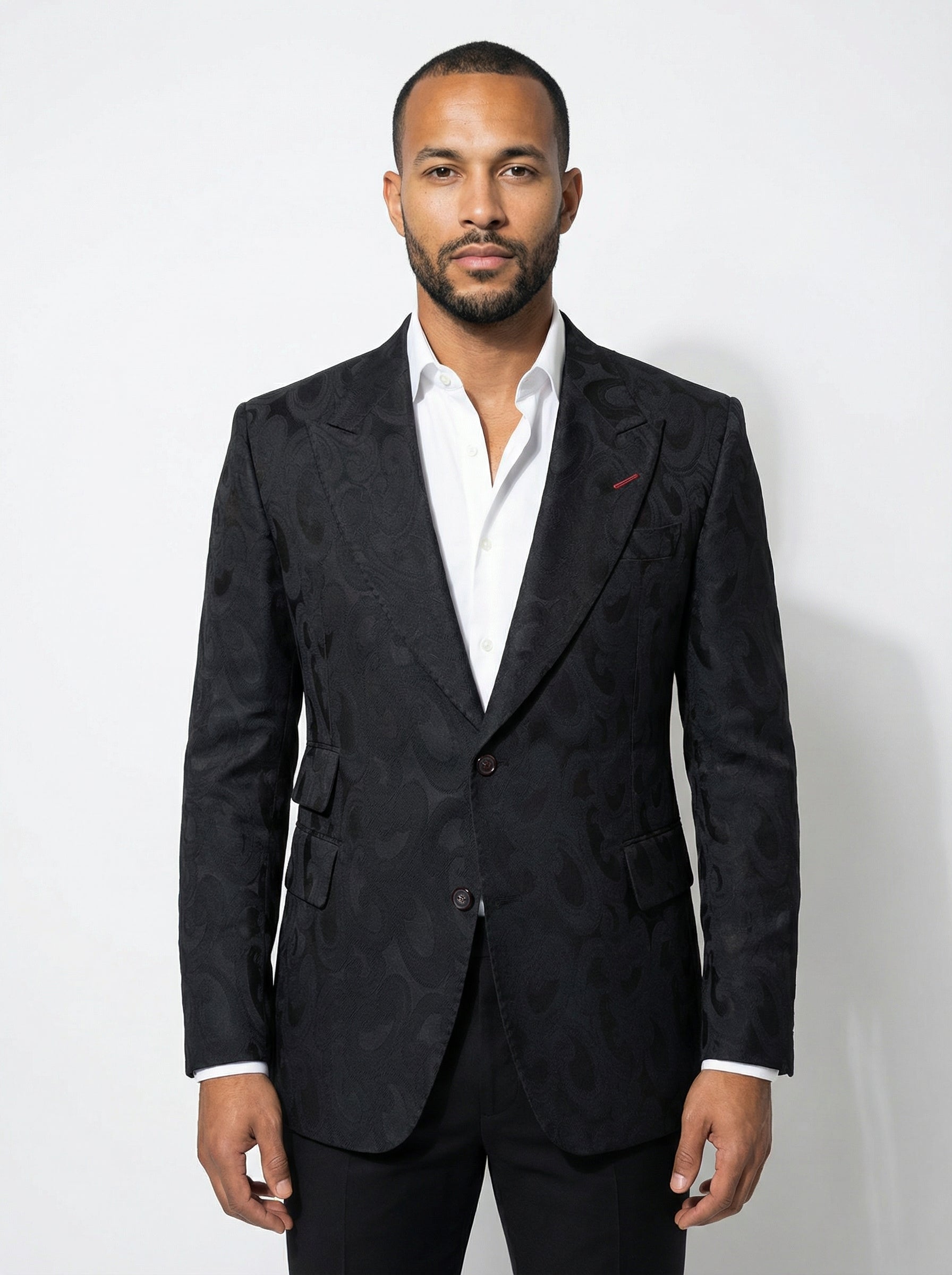 WP Silk & Wool Embossed Jacket Black