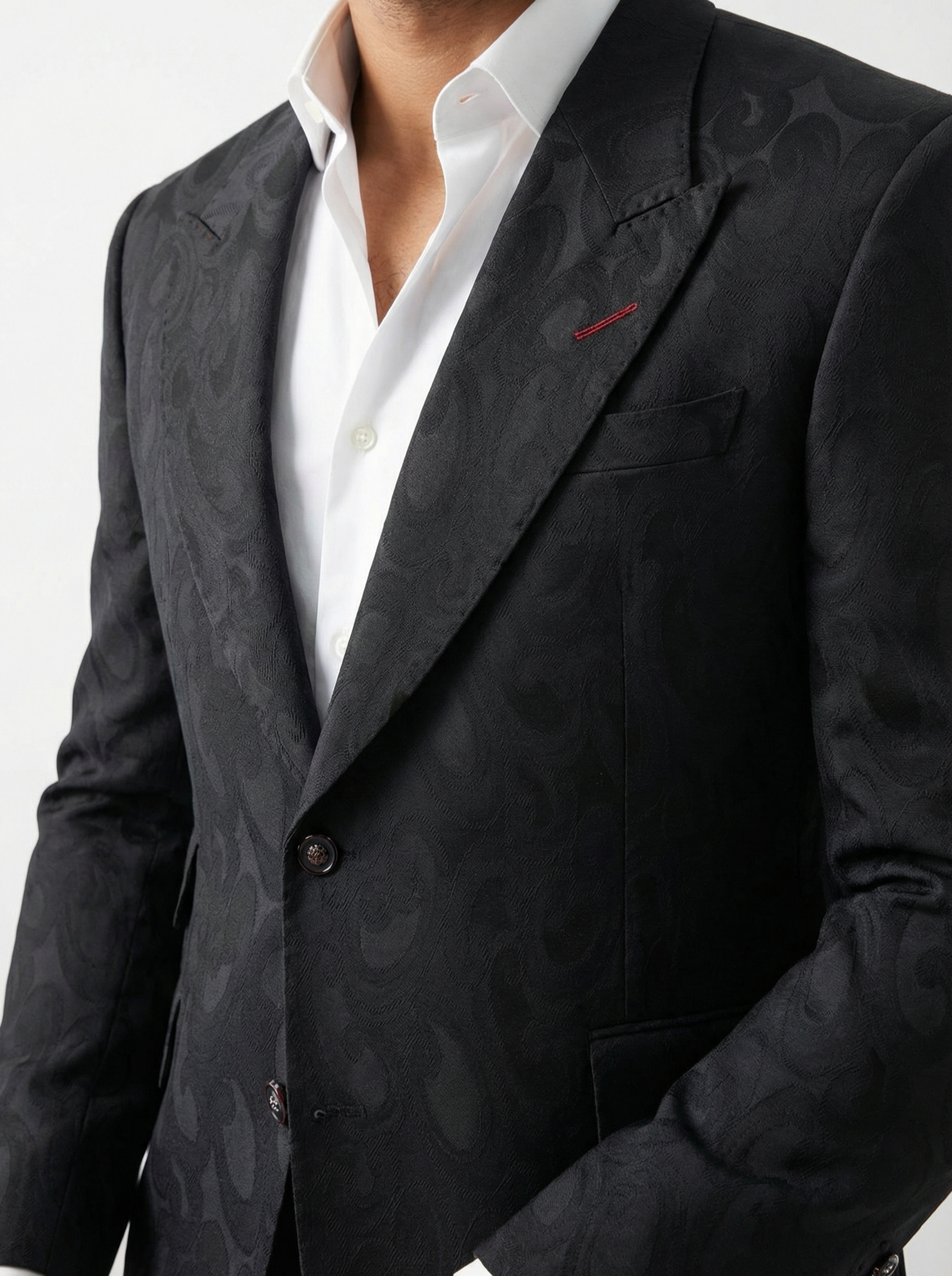 WP Silk & Wool Embossed Jacket Black-thumbmail-3