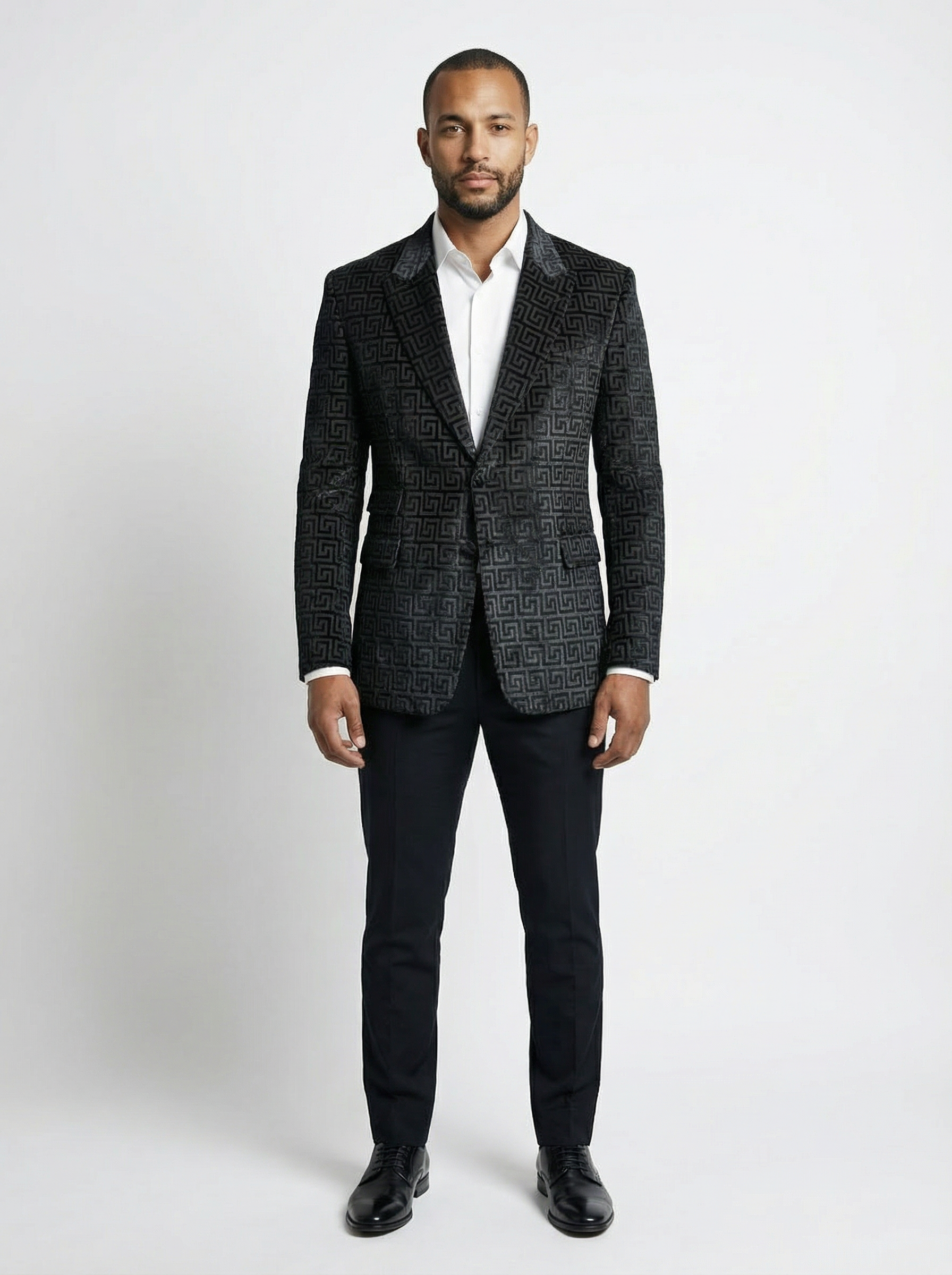WP French Embossed Velvet Jacket Ensemble& Deep Black-thumbmail-3