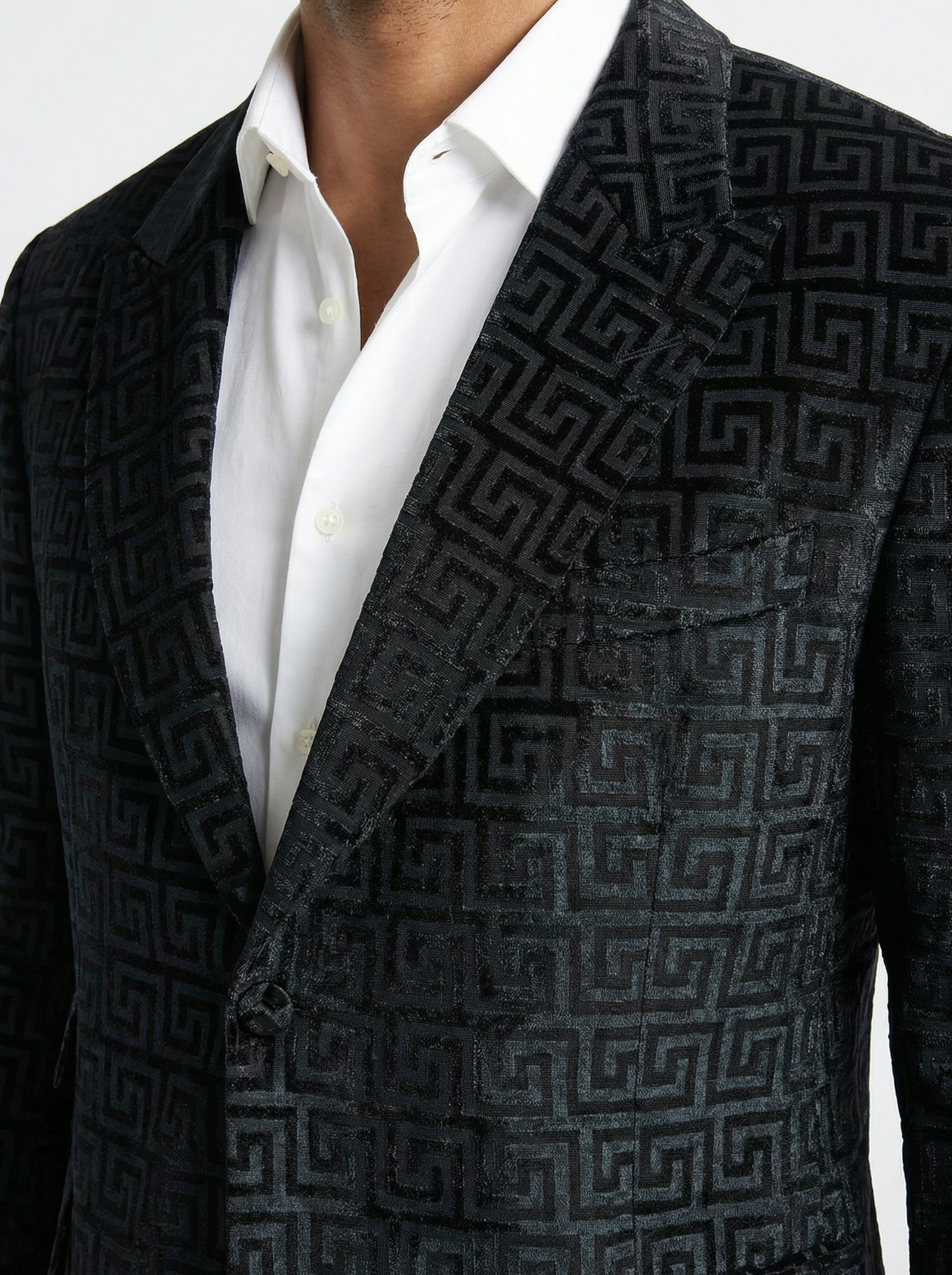 WP French Embossed Velvet Jacket Ensemble& Deep Black