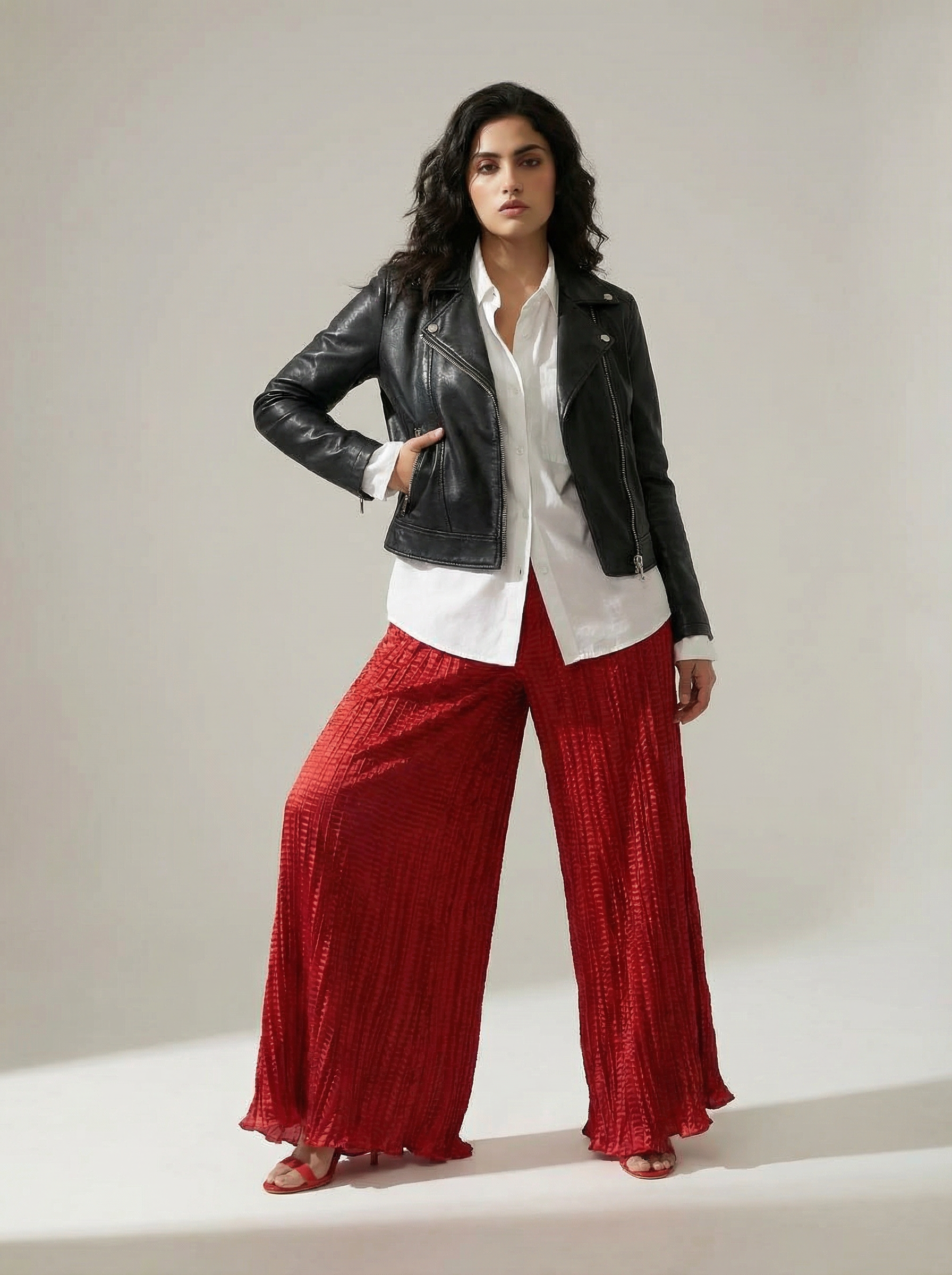 WP Zinnia Silk Crush Flow Pants Blood Red