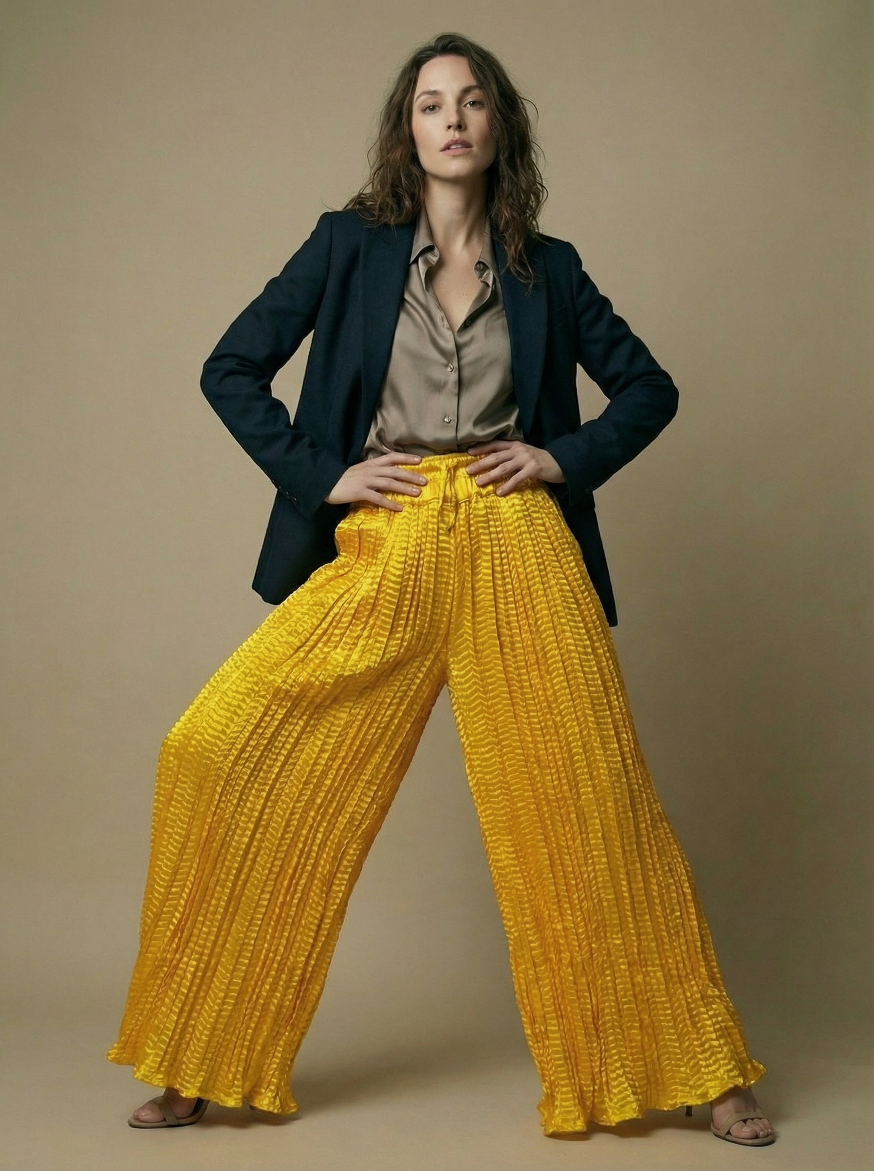 WP Zinnia Silk Crush Flow Pants Mustard Yellow