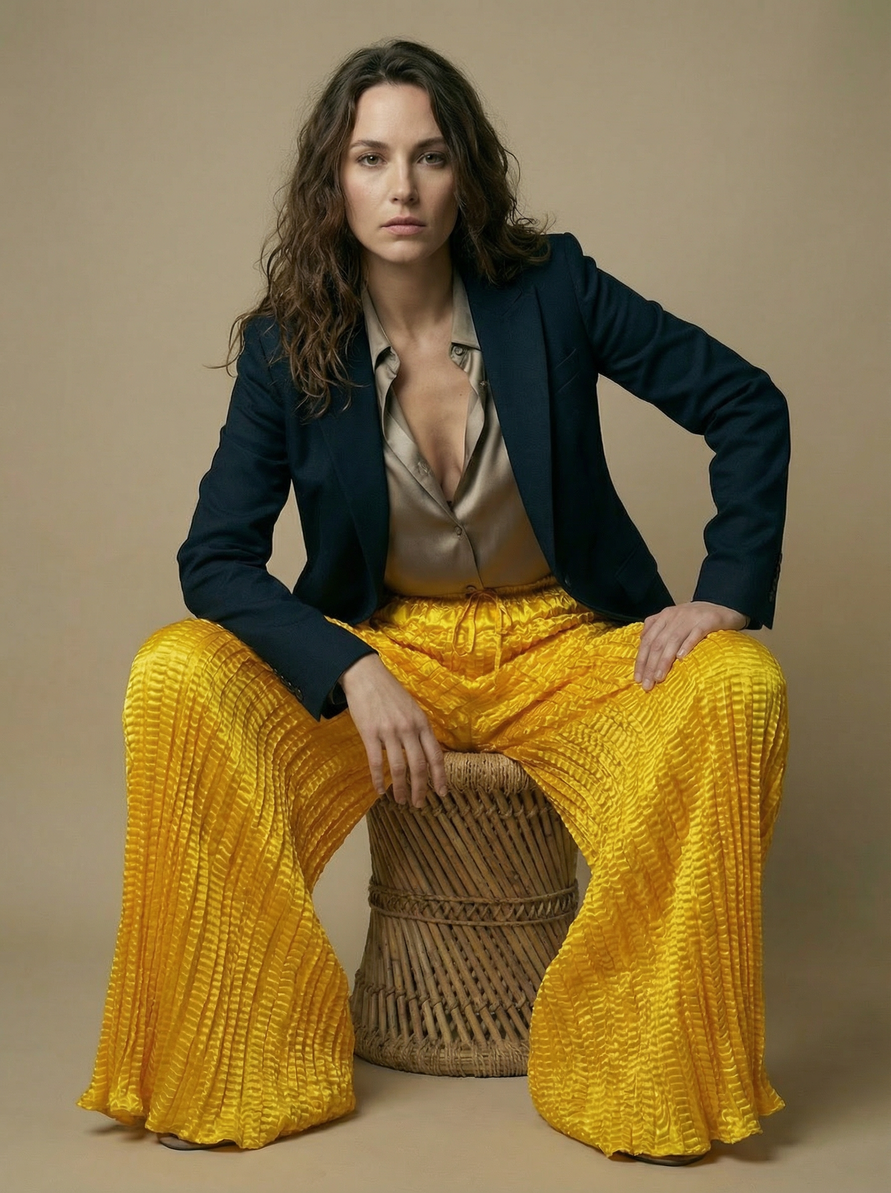 WP Zinnia Silk Crush Flow Pants Mustard Yellow-thumbmail-3