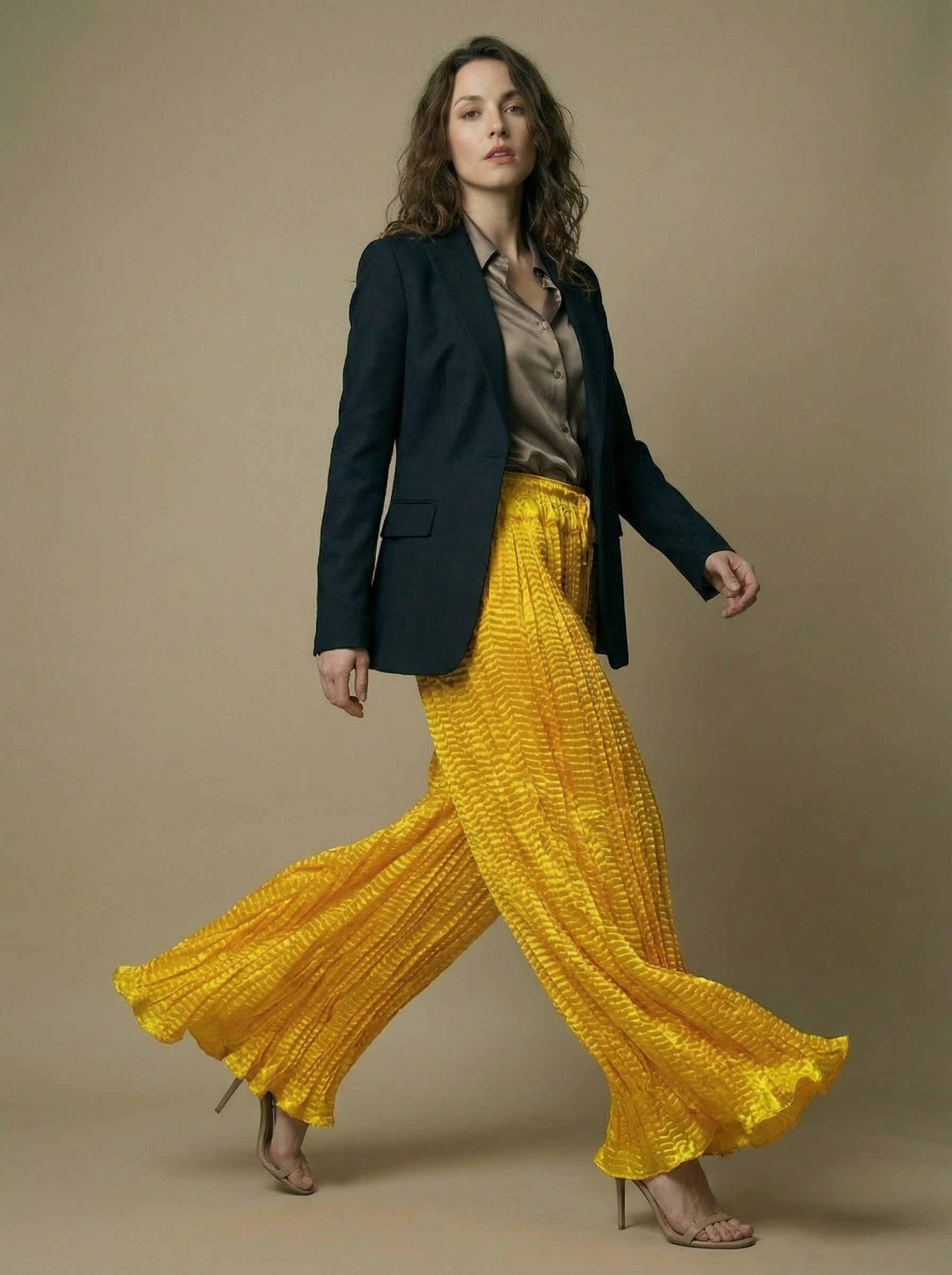 WP Zinnia Silk Crush Flow Pants Mustard Yellow