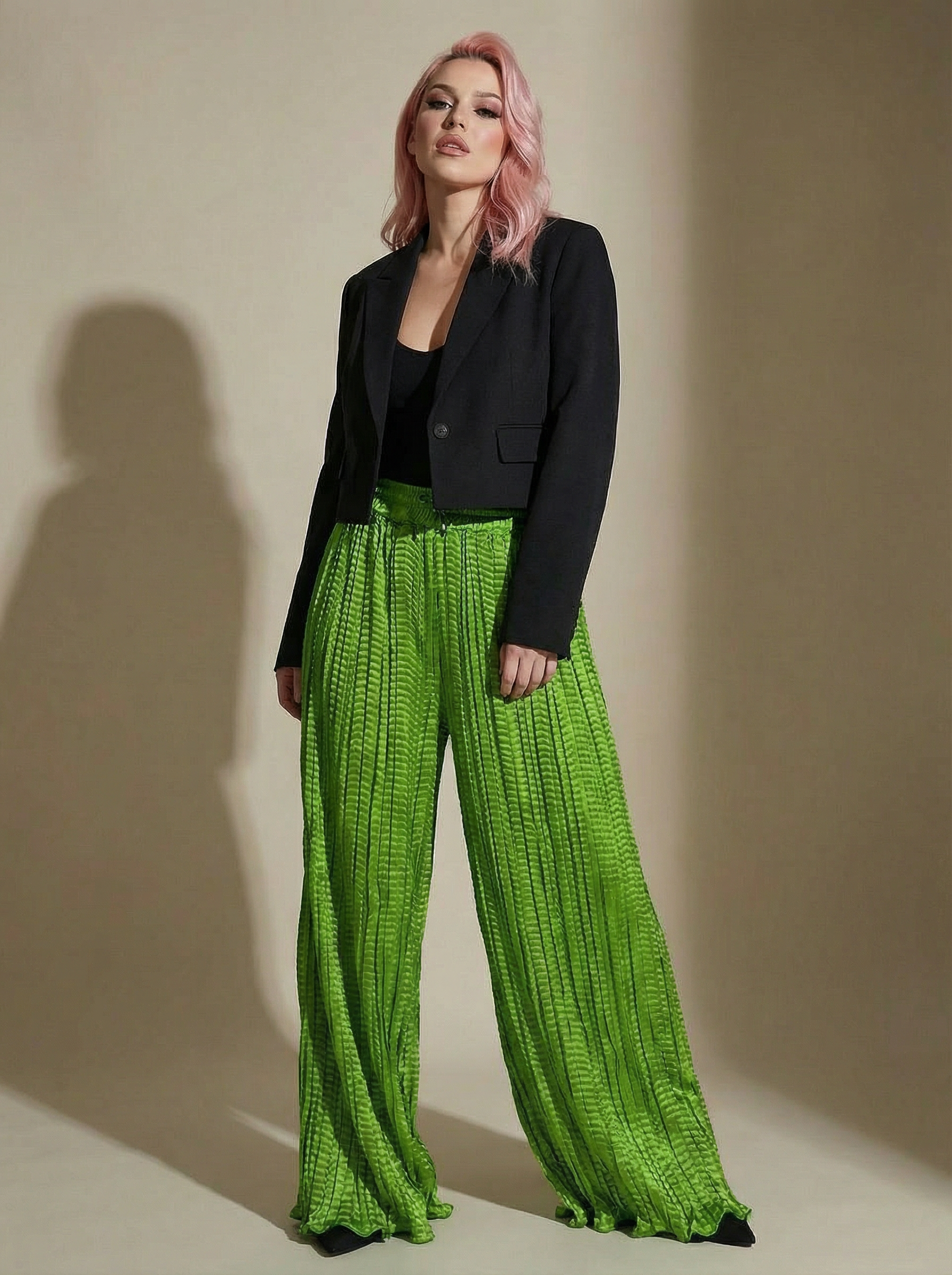 WP Zinnia Silk Crush Flow Pants Neon Green-thumbmail-3