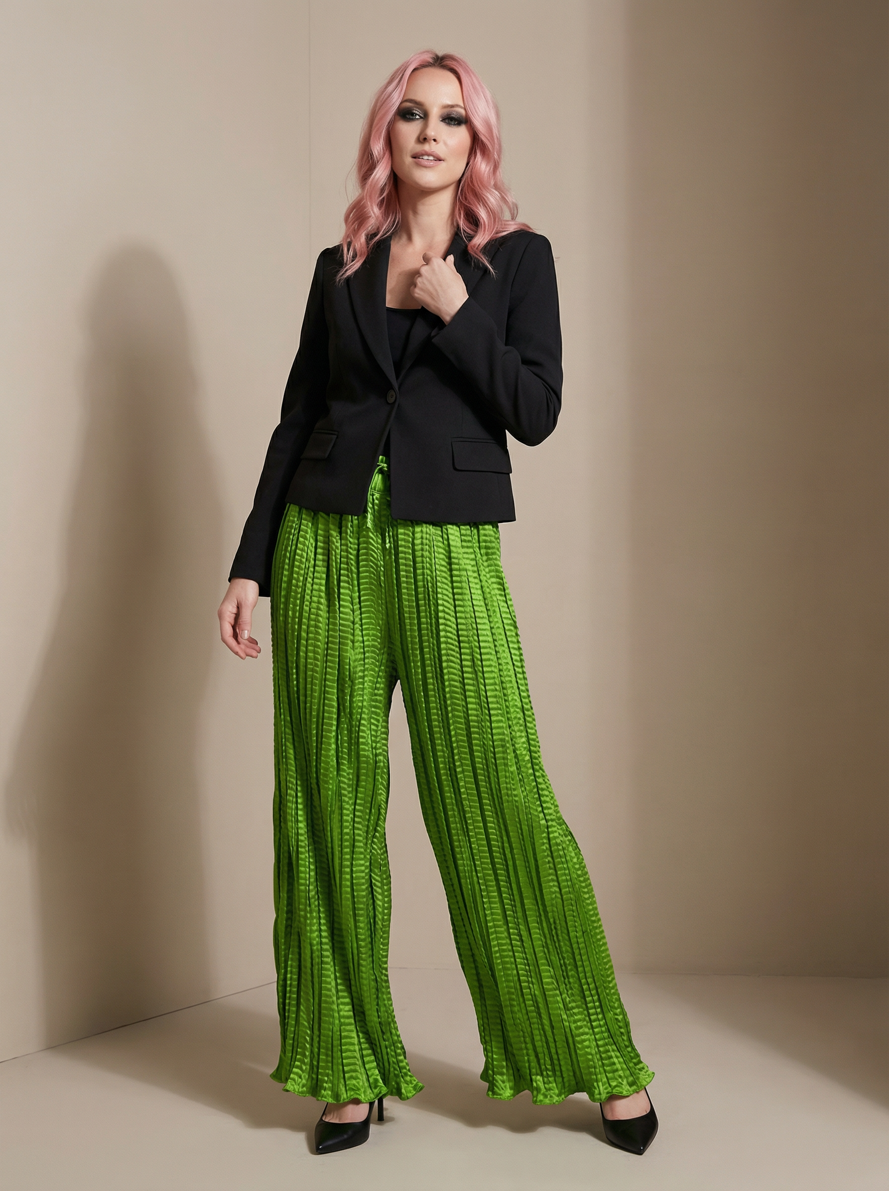 WP Zinnia Silk Crush Flow Pants Neon Green