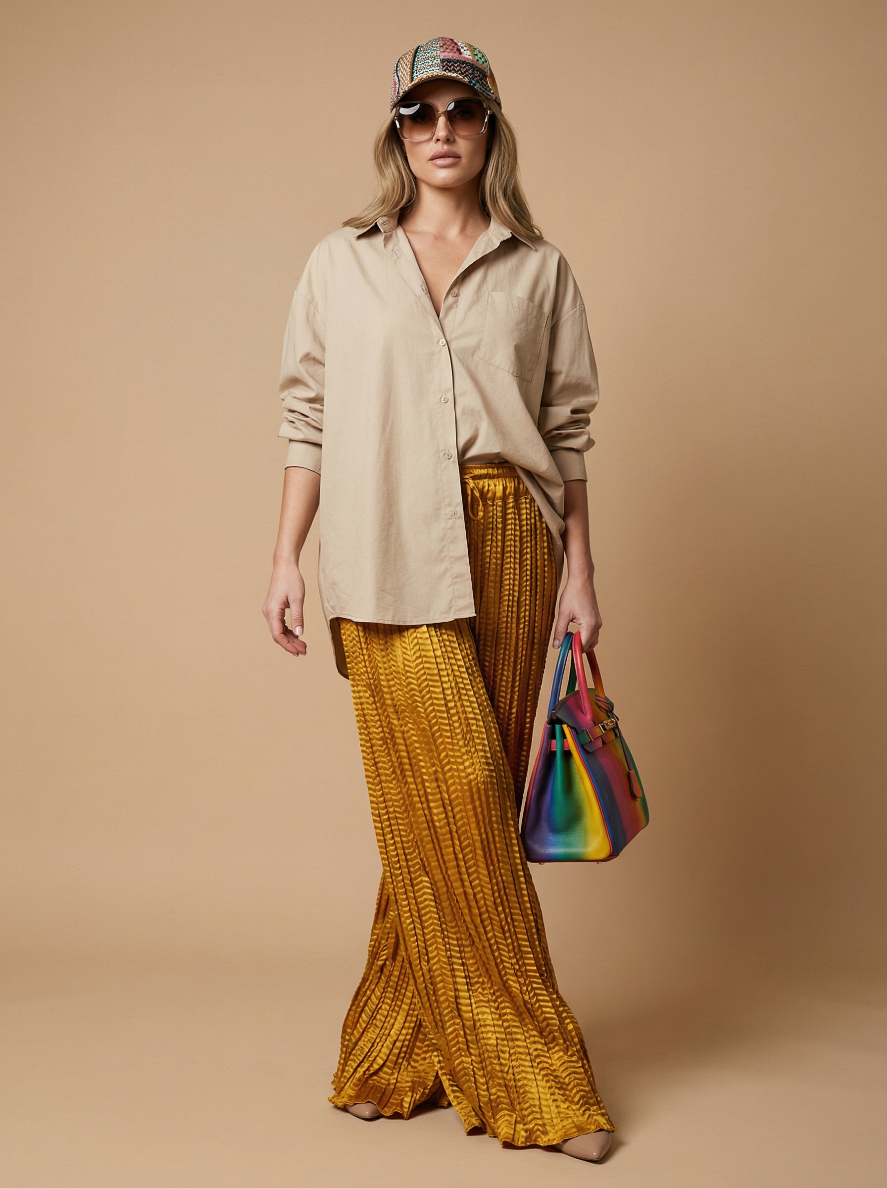 WP Zinnia Silk Crush Flow Pants Dull Gold