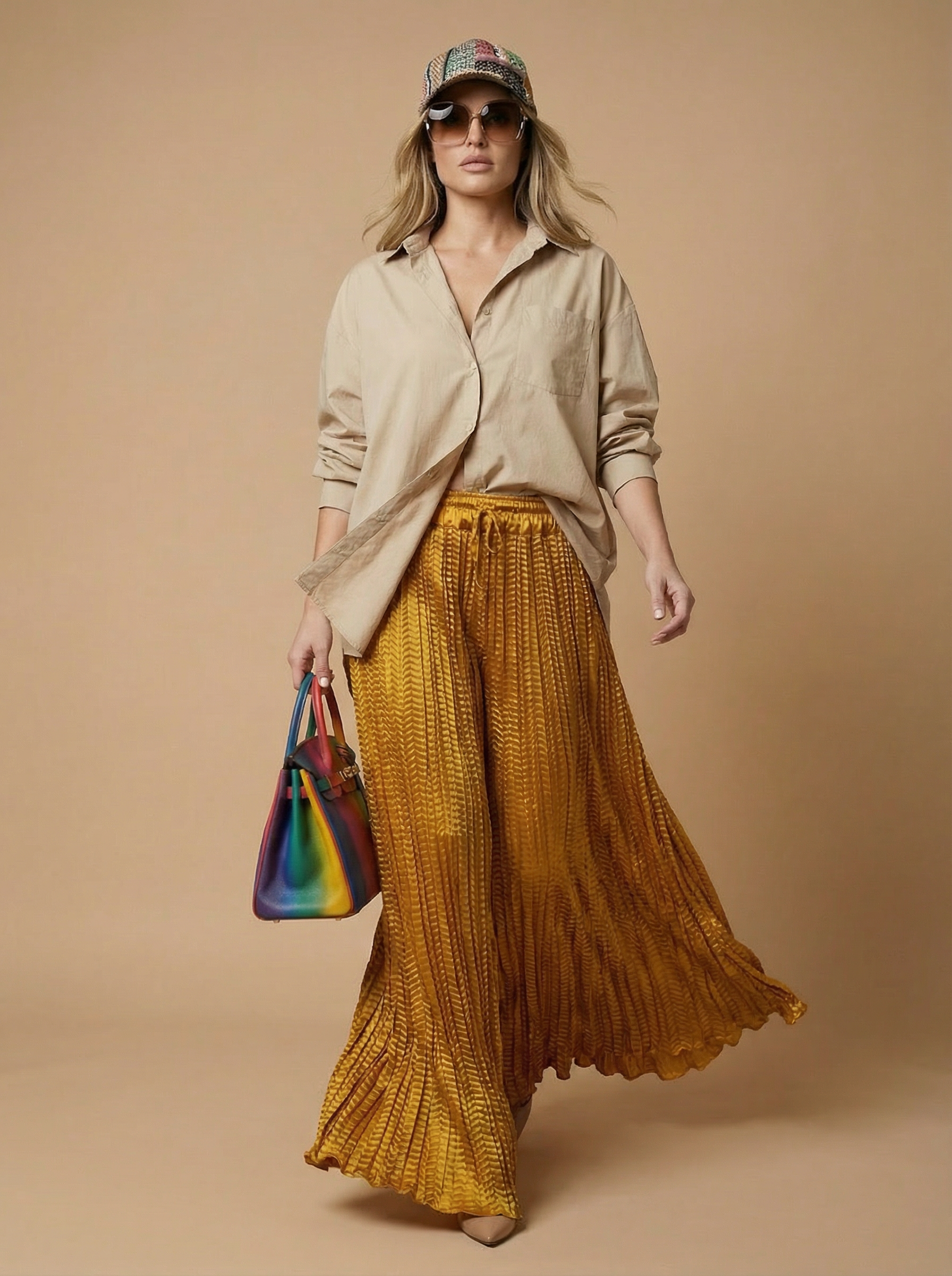 WP Zinnia Silk Crush Flow Pants Dull Gold-thumbmail-3