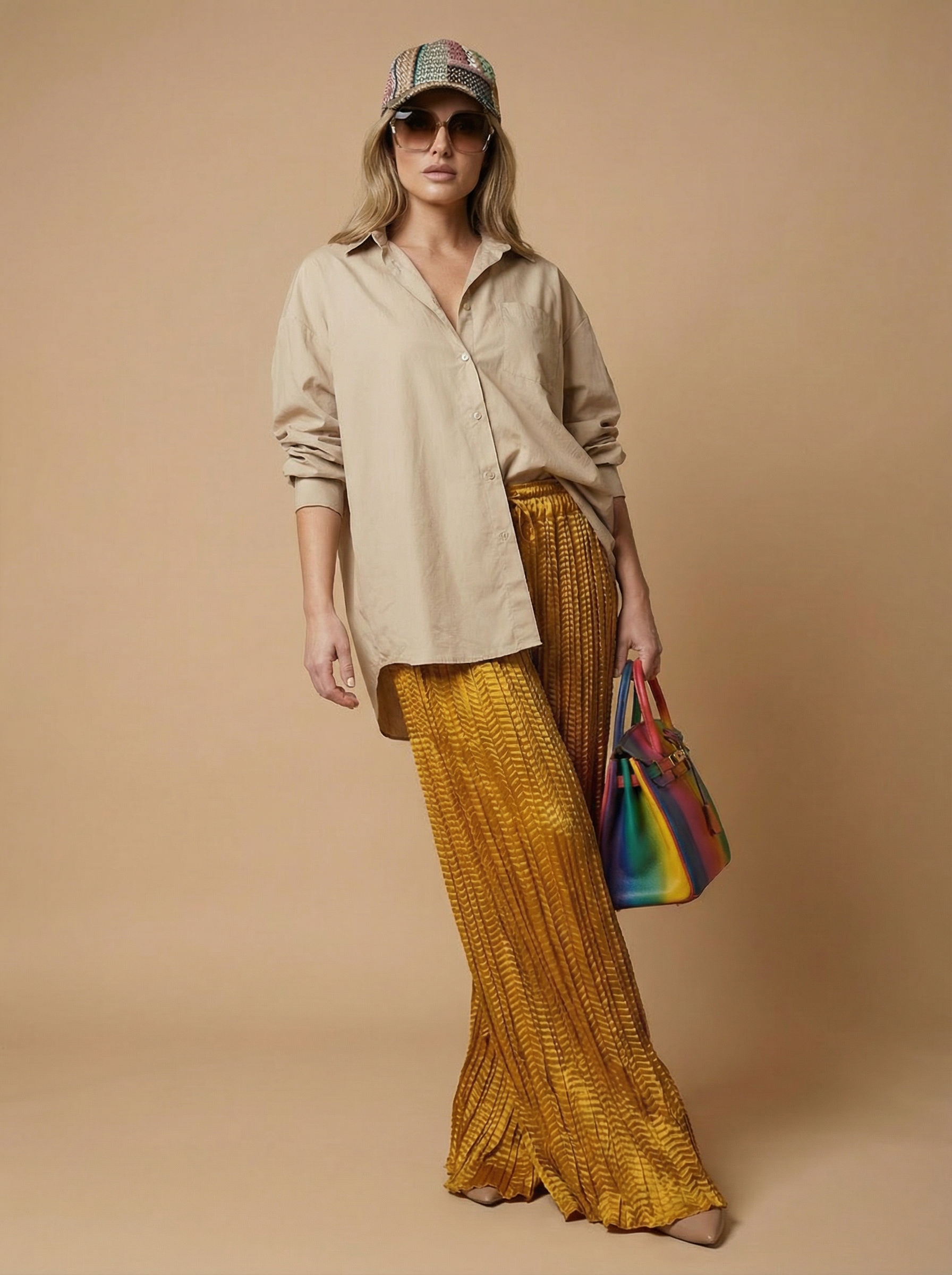 WP Zinnia Silk Crush Flow Pants Dull Gold-thumbmail-5