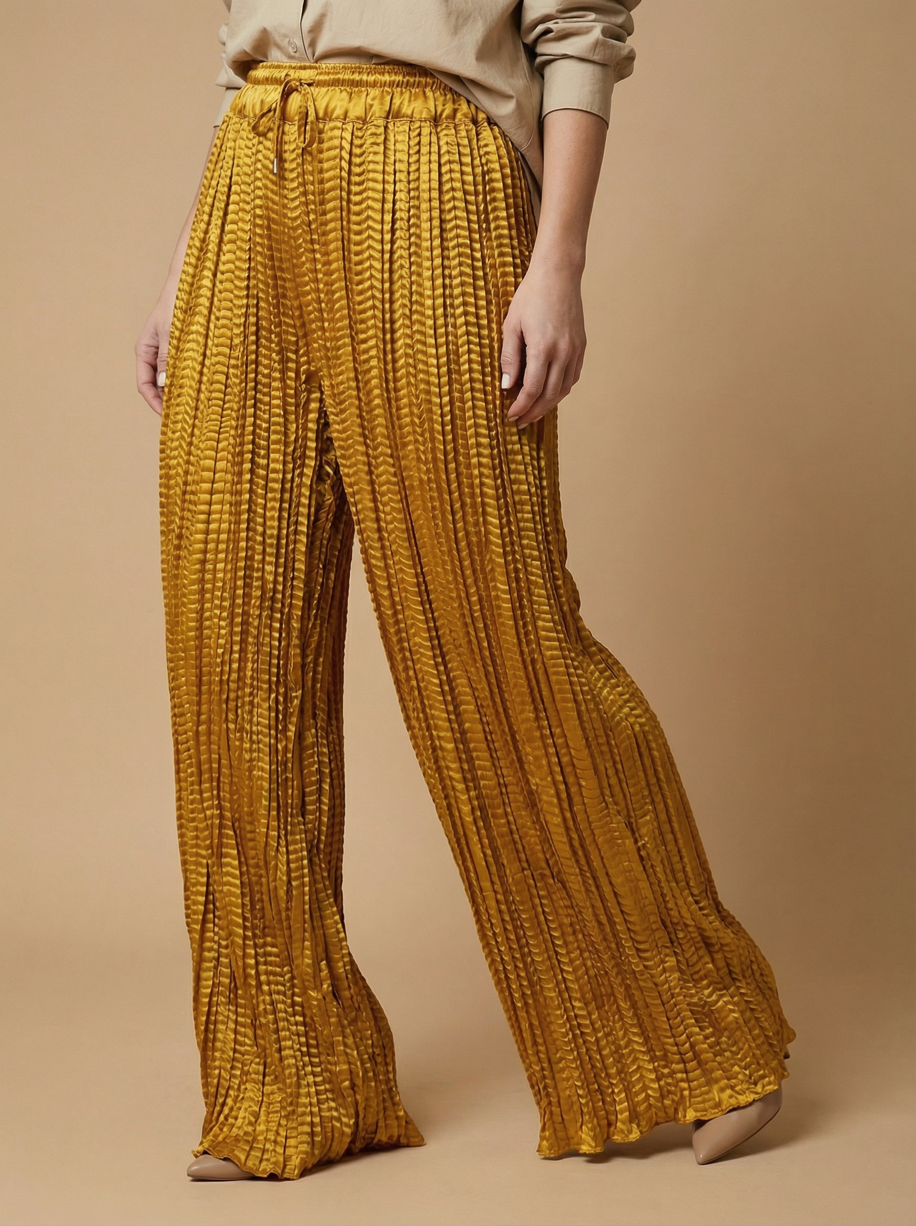 WP Zinnia Silk Crush Flow Pants Dull Gold