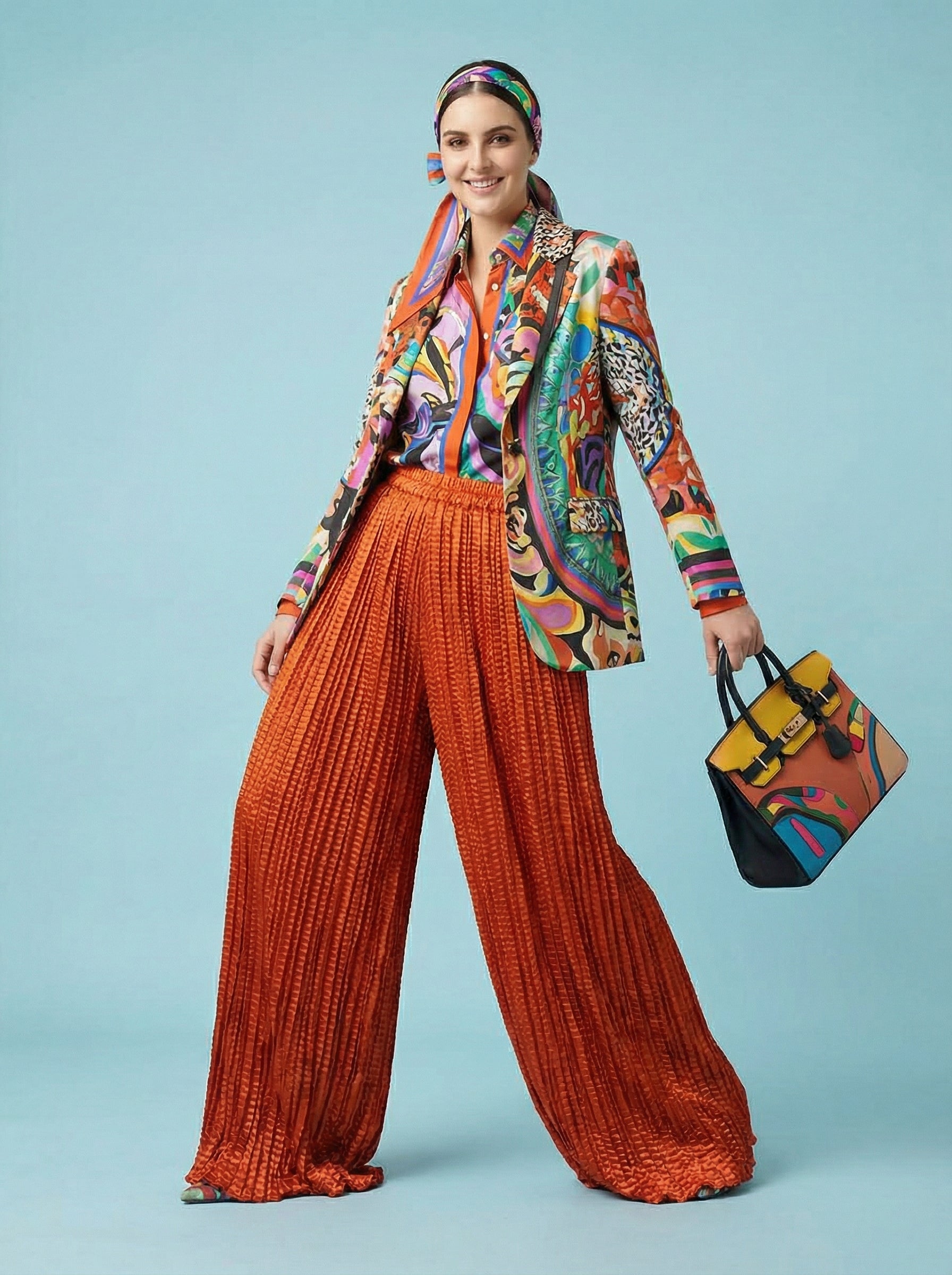 WP Zinnia Silk Crush Flow Pants Burnt Orange-thumbmail-3