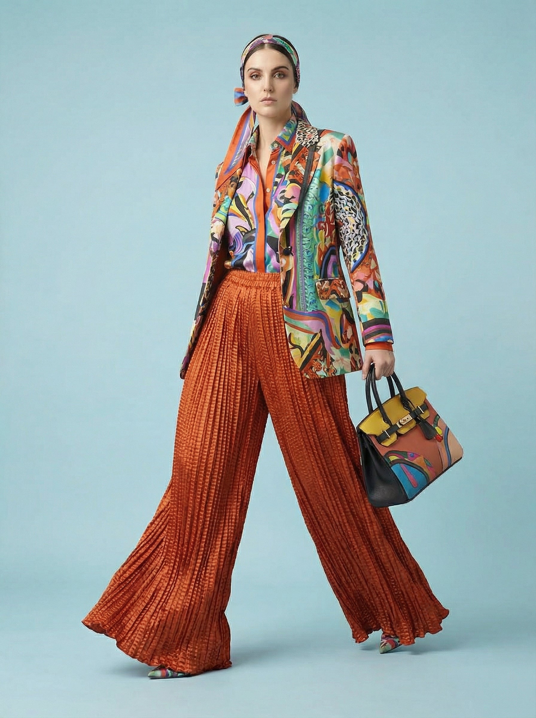 WP Zinnia Silk Crush Flow Pants Burnt Orange-thumbmail-5