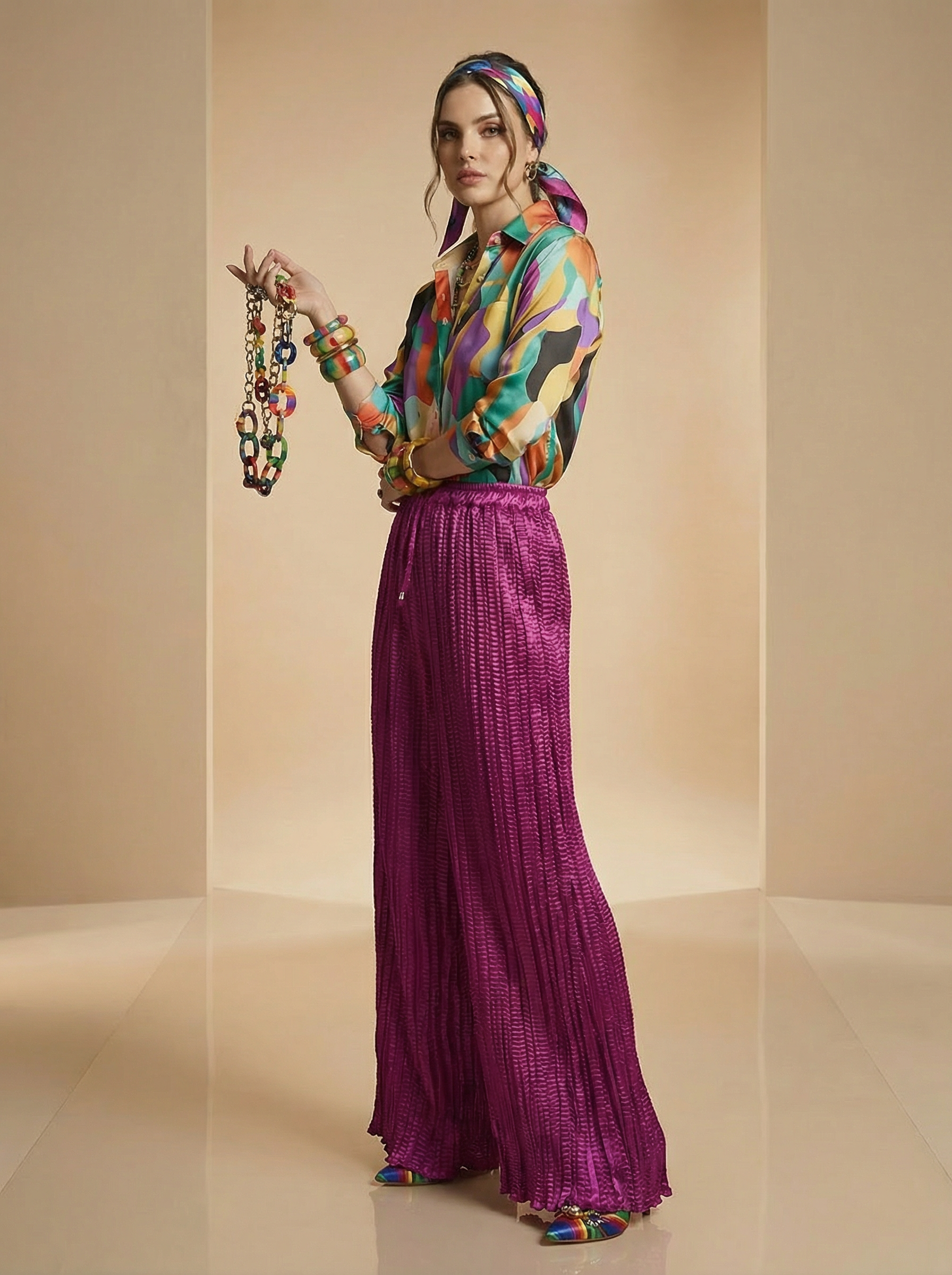 WP Zinnia Silk Crush Flow Pants Magenta-thumbmail-6