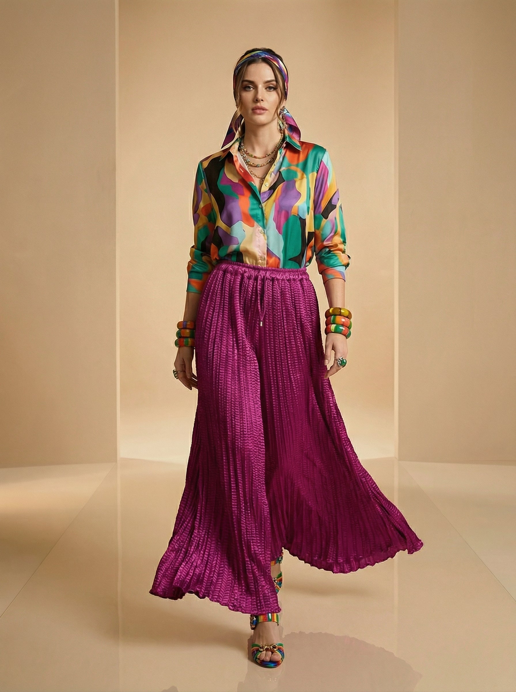 WP Zinnia Silk Crush Flow Pants Magenta-thumbmail-4