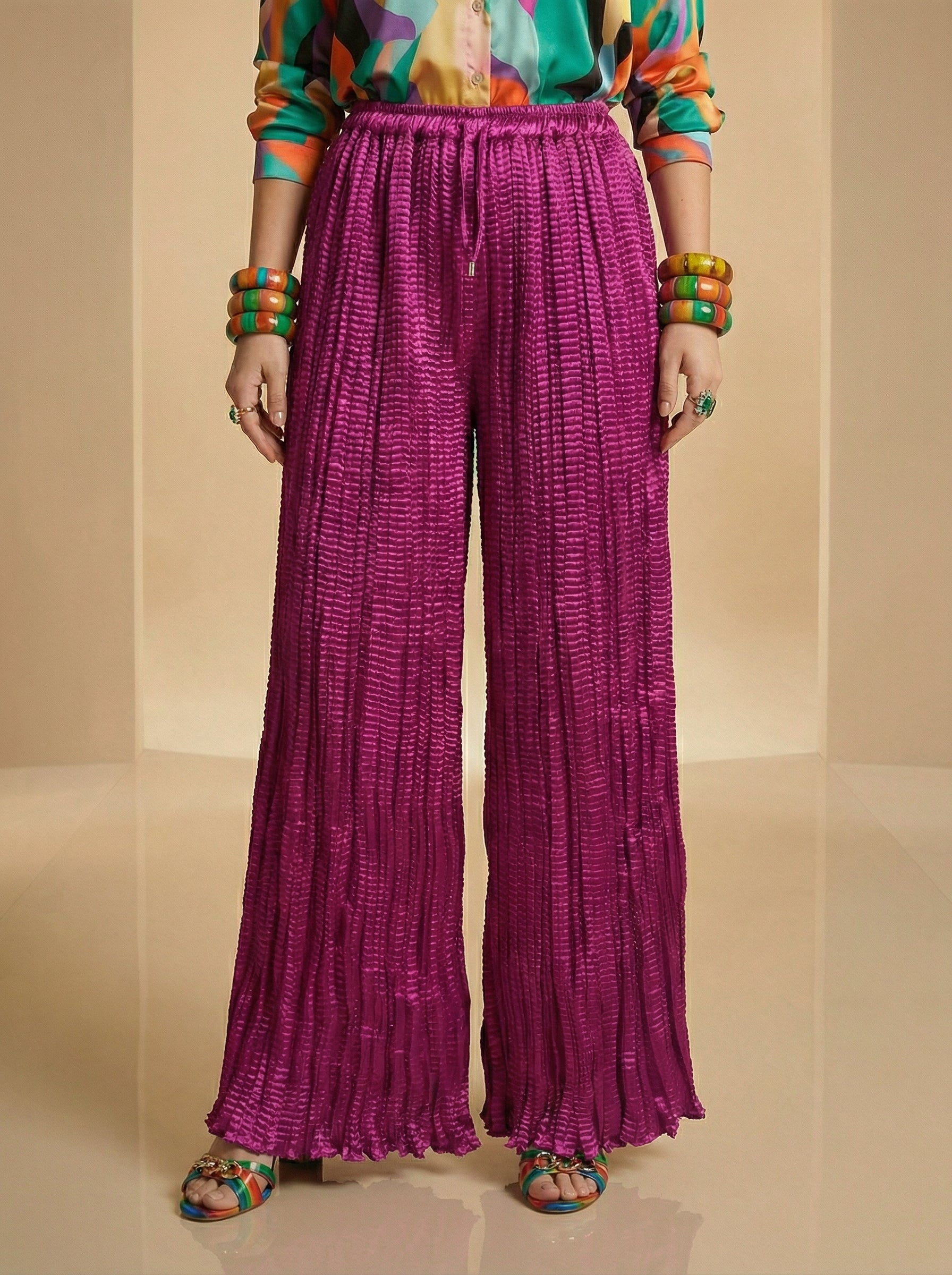 WP Zinnia Silk Crush Flow Pants Magenta