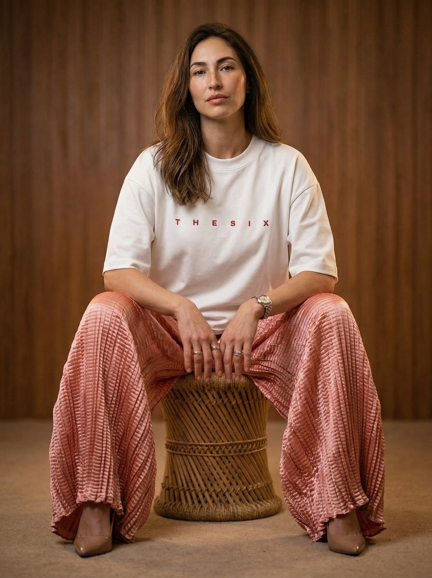 WP Zinnia Silk Crush Flow Pants Peach one Size Fit to all.-thumbmail-3