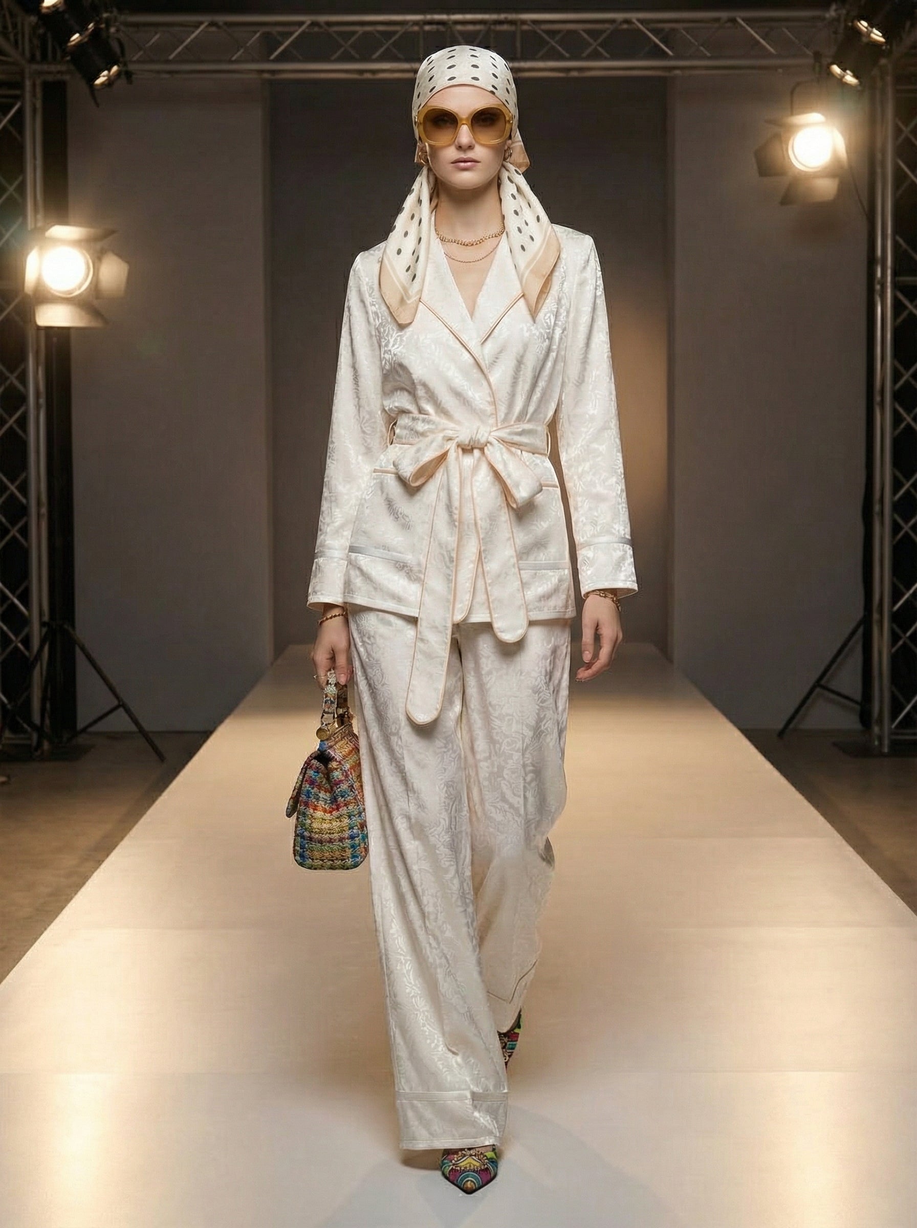 WP Warm Off White Self Embossed Silk Vanity Twill Suit | Rule Your World. The Queen of Hearts Does-thumbmail-4