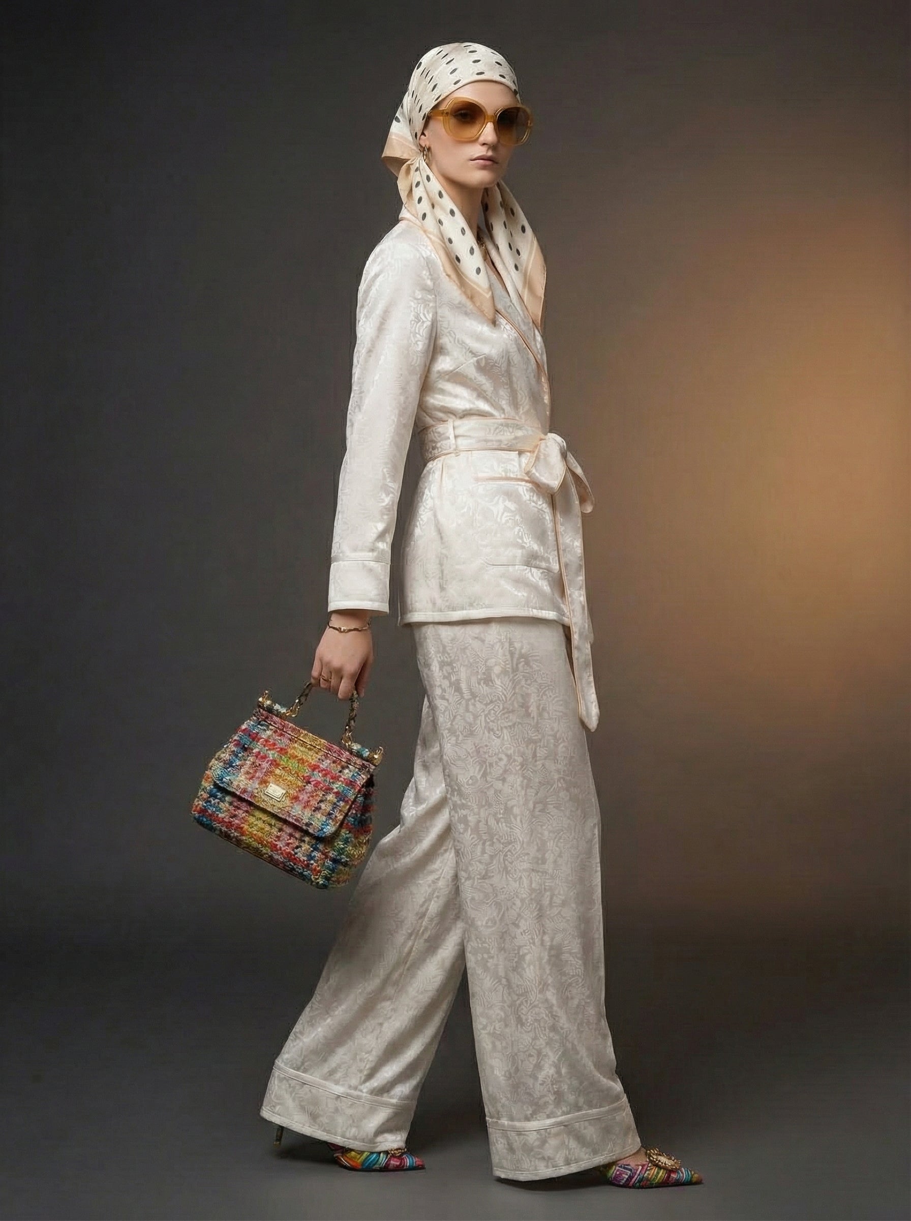WP Warm Off White Self Embossed Silk Vanity Twill Suit | Rule Your World. The Queen of Hearts Does-thumbmail-5
