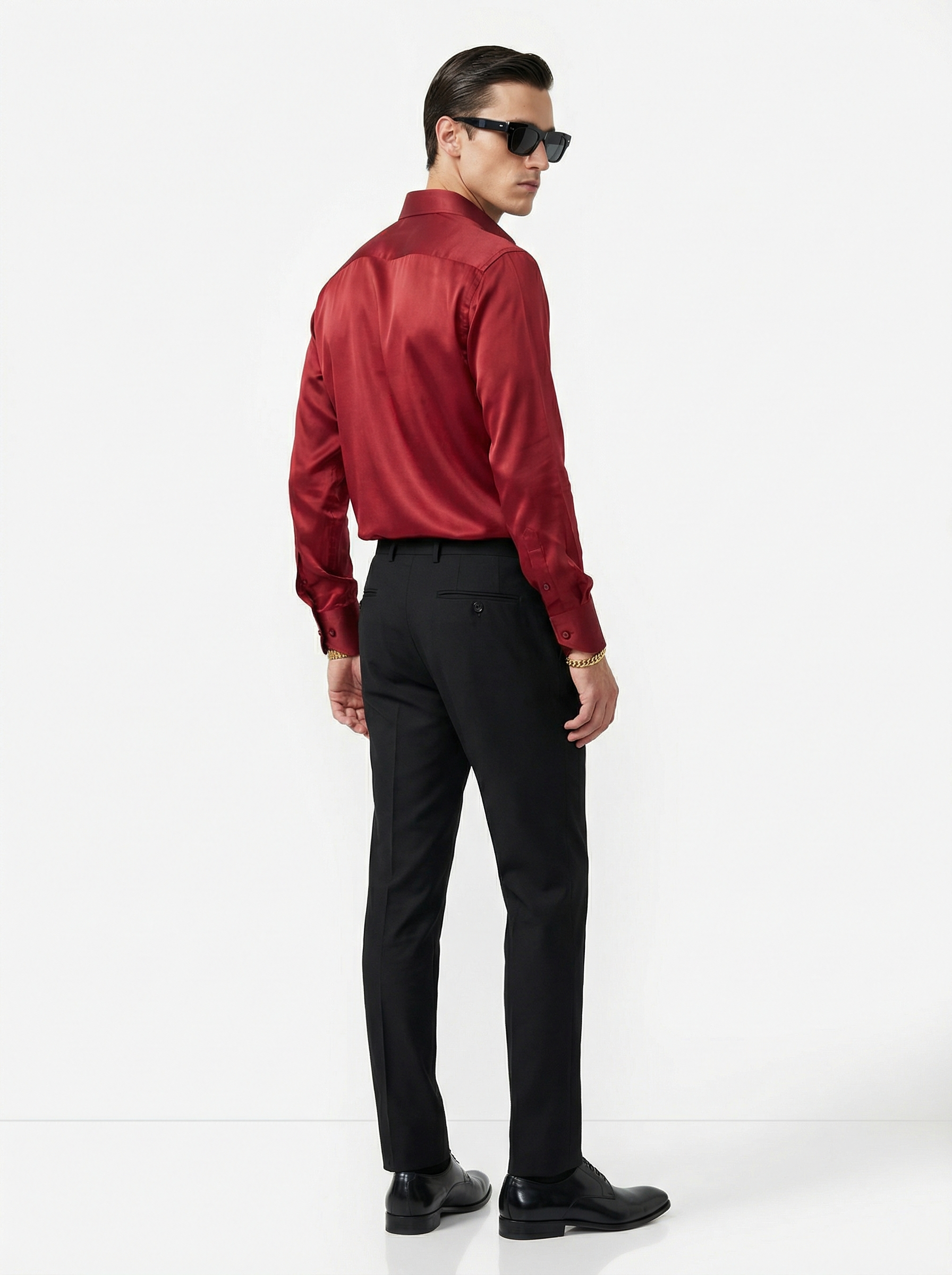 Virgin Silk Blood Red Shirt with Super 180s Wool Tailored Pants