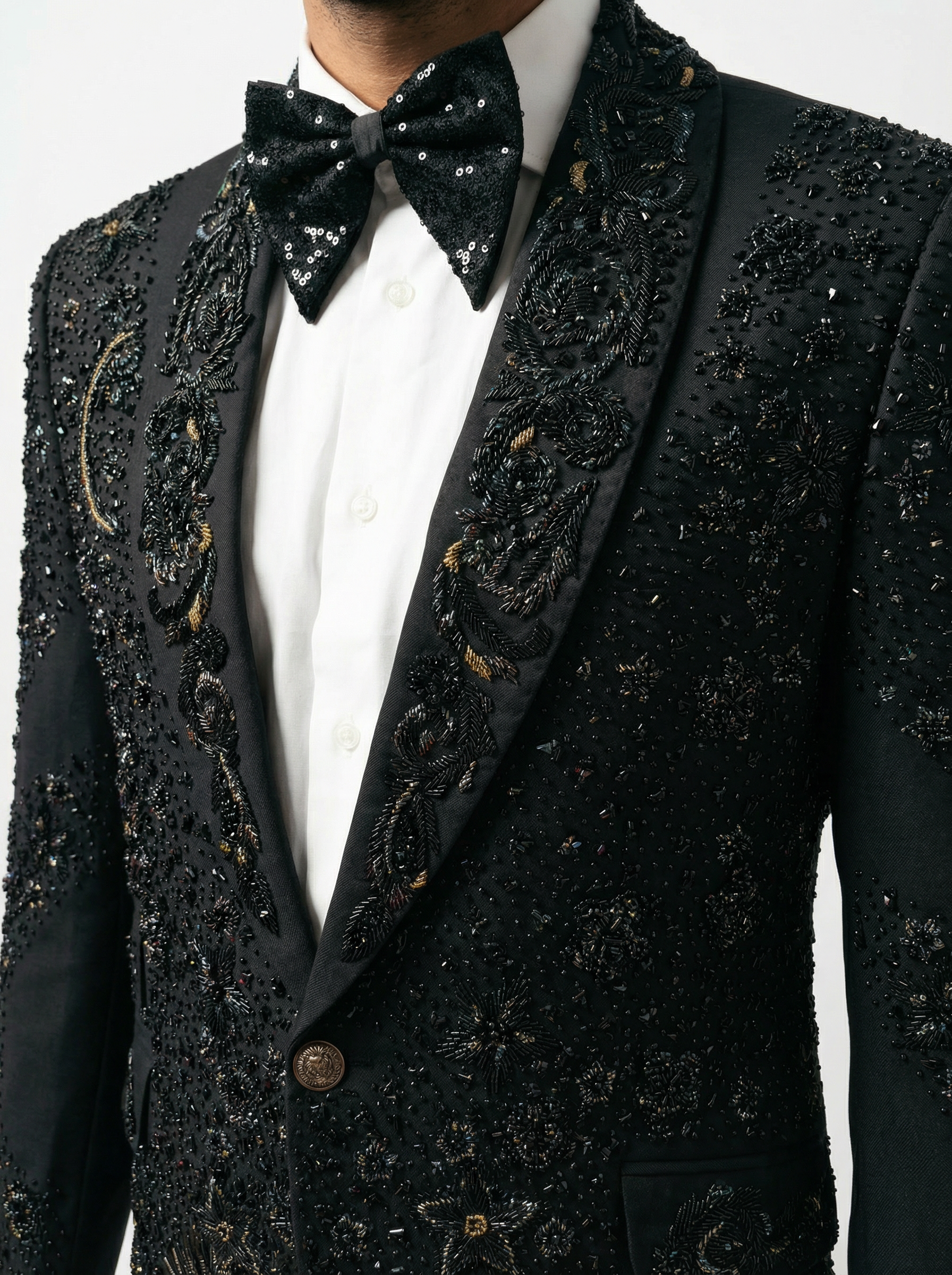 WP Signature Silk Shawl Lapel Dinner Jacket Hand-Embellished with Swarovski