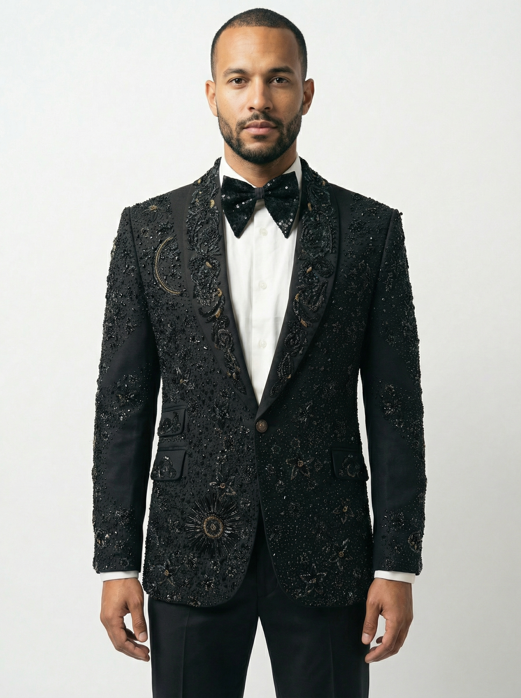 WP Signature Silk Shawl Lapel Dinner Jacket Hand-Embellished with Swarovski