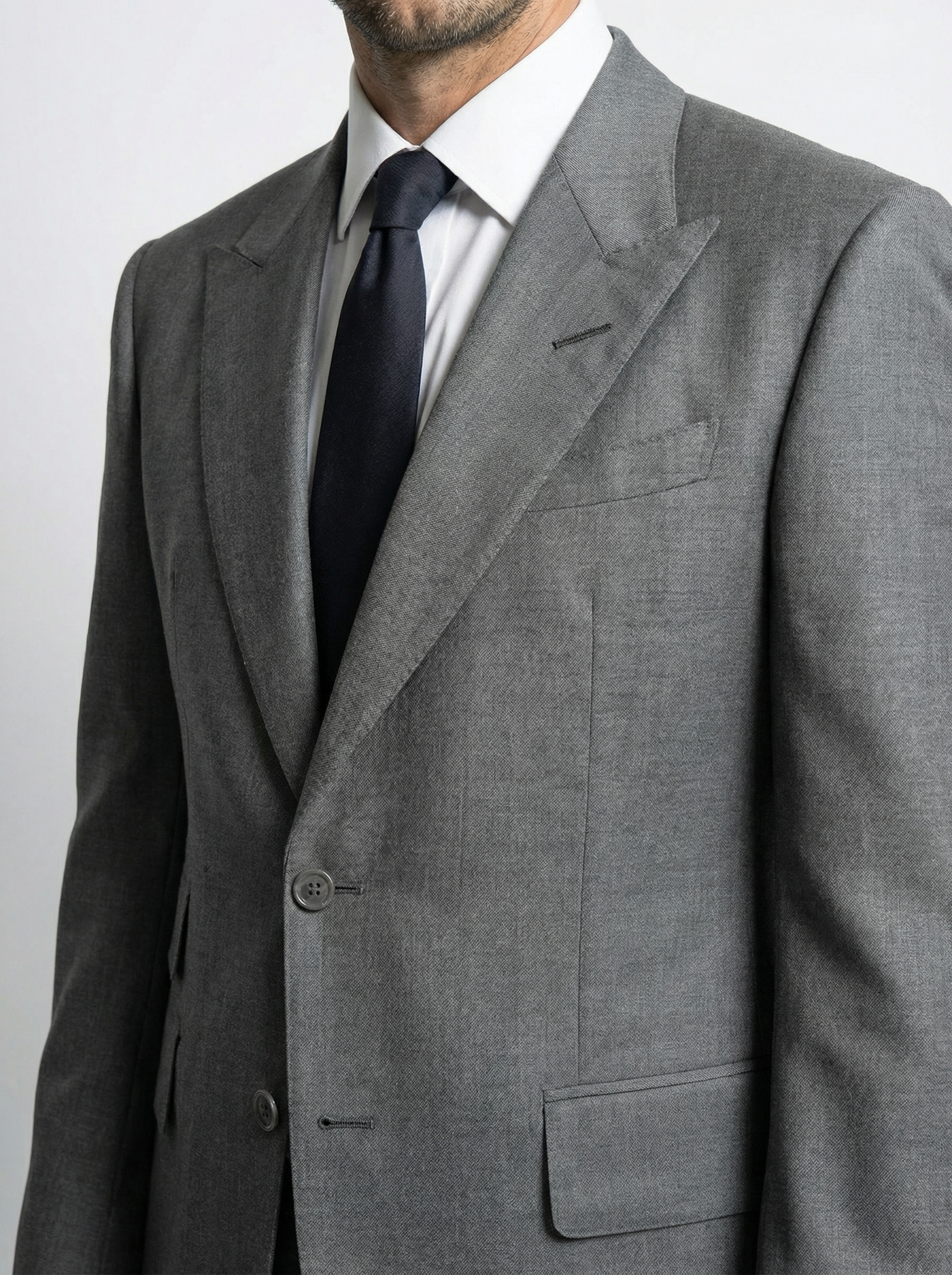 WP Medium Grey Sovereign Cut Suit in Super 180s Italian Wool & Silk