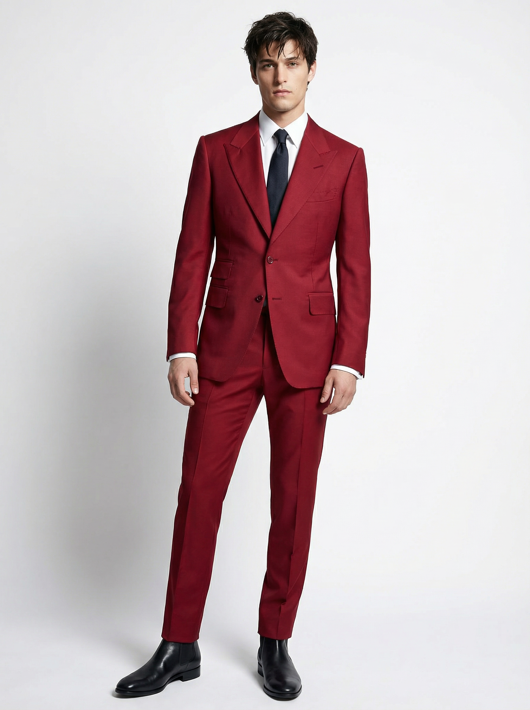WP Blood Maroon Sovereign Cut Suit in Super 180s Italian Wool-thumbmail-3