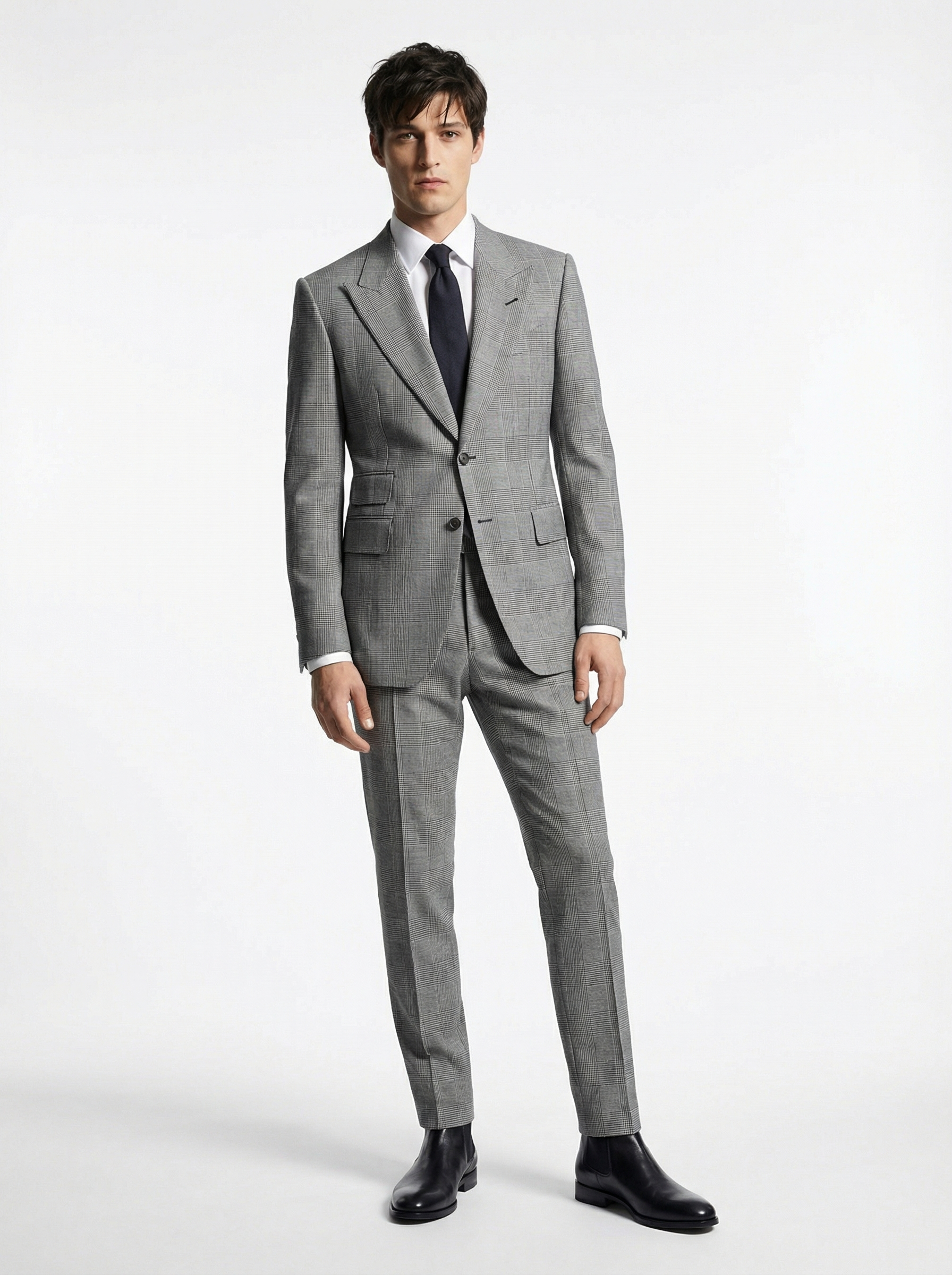 WP Brood Checked Sovereign Cut Suit in Super 180s Italian Wool & Gabardine Blend-thumbmail-3