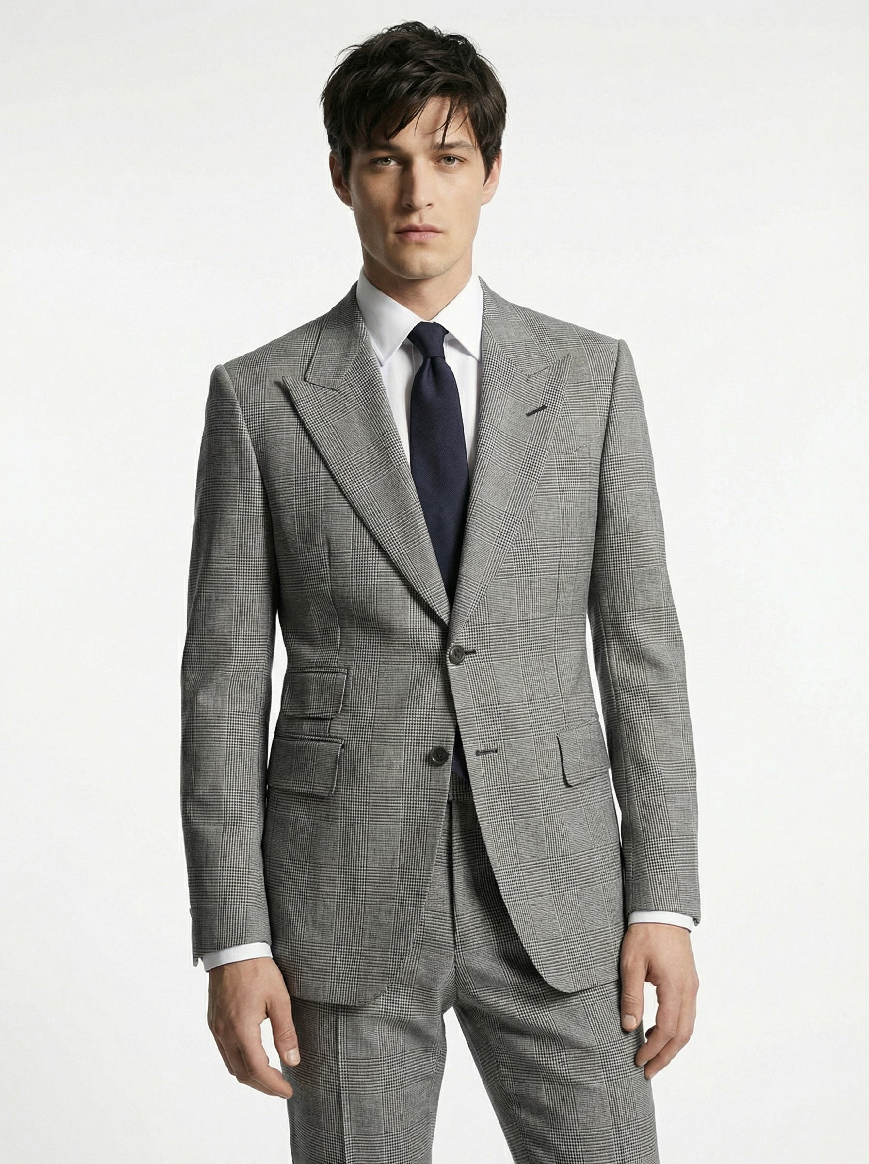 WP Brood Checked Sovereign Cut Suit in Super 180s Italian Wool & Gabardine Blend