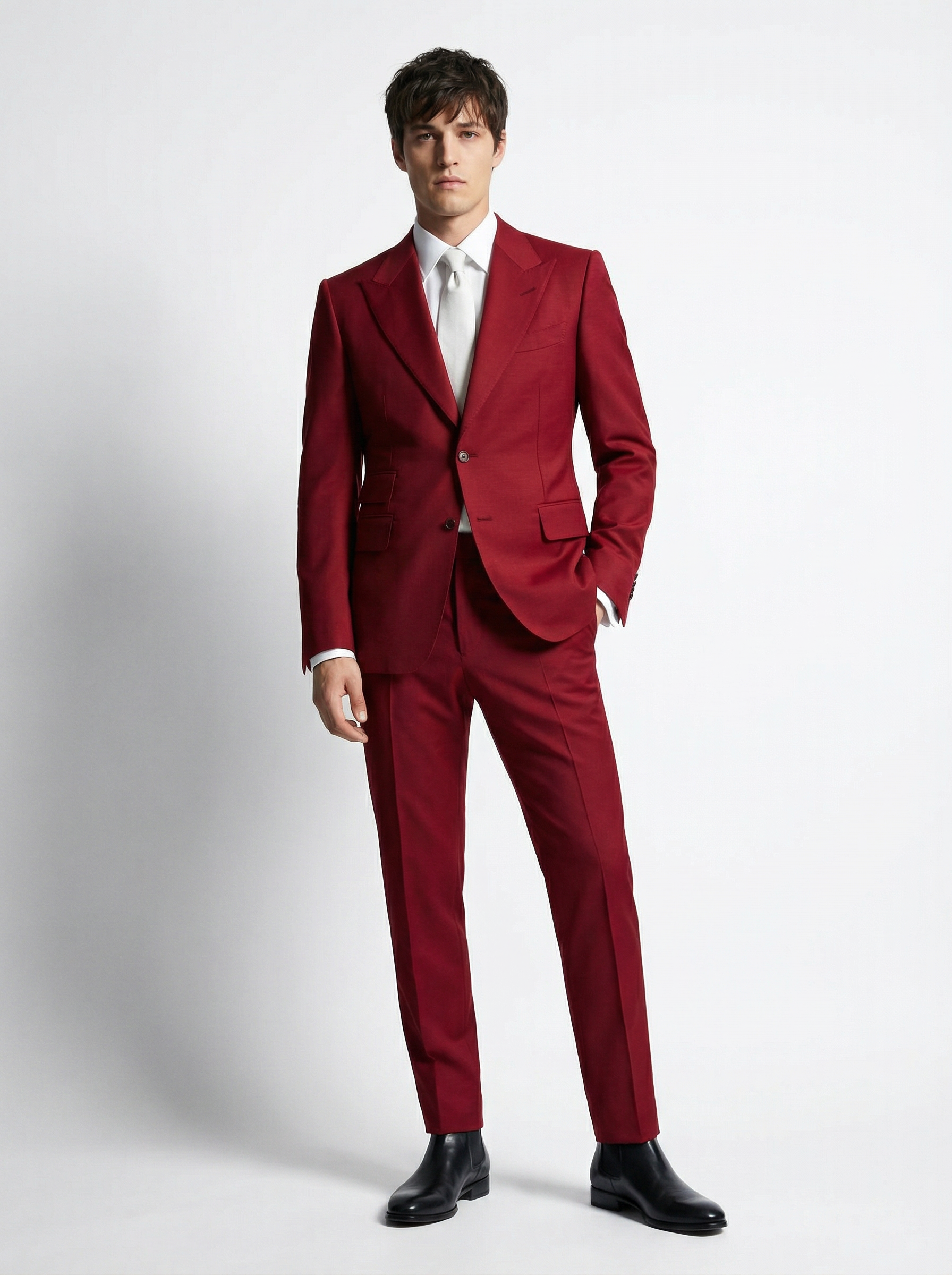 WP Blood Maroon Sovereign Cut Suit in Super 180s Italian Wool-thumbmail-4