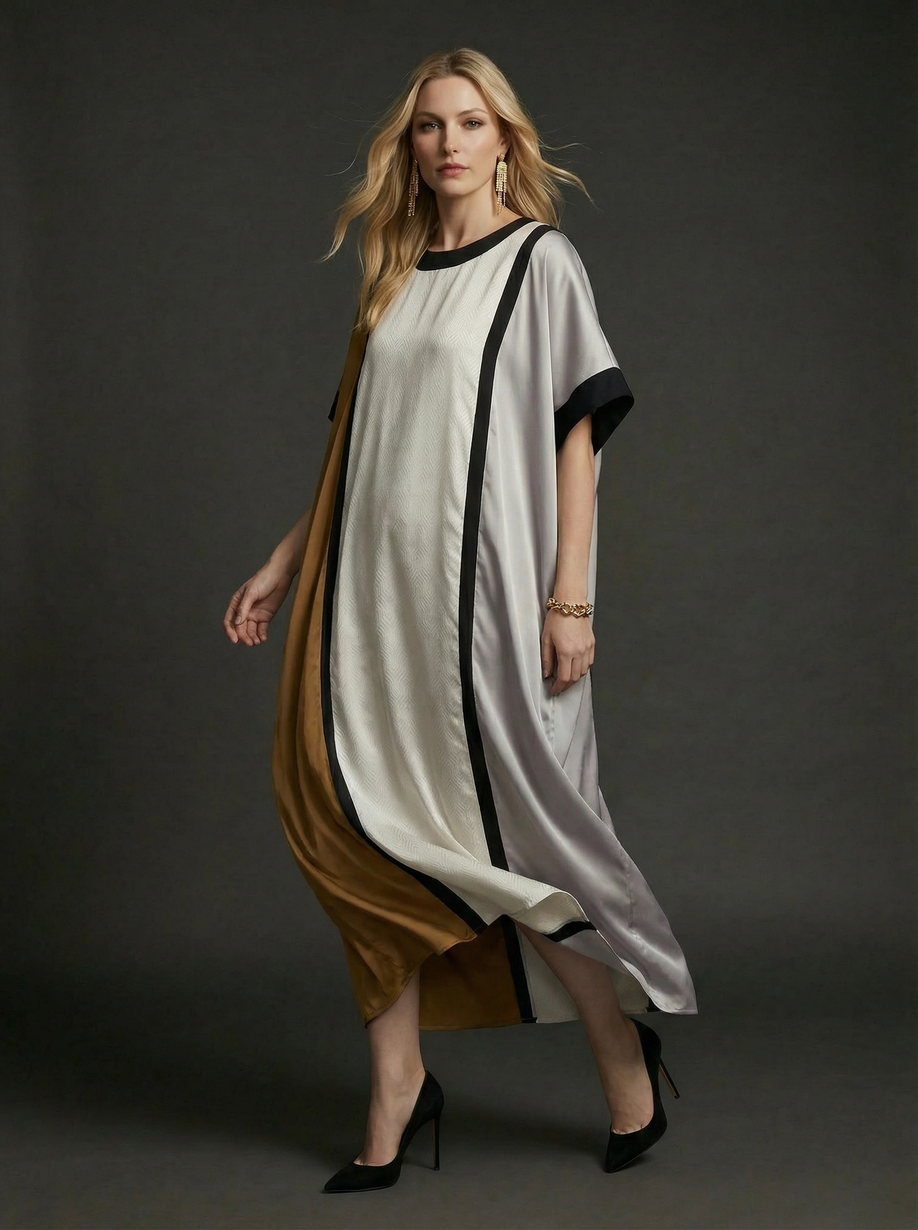 Silk and Embossed Cotton Jamawar Kaftan