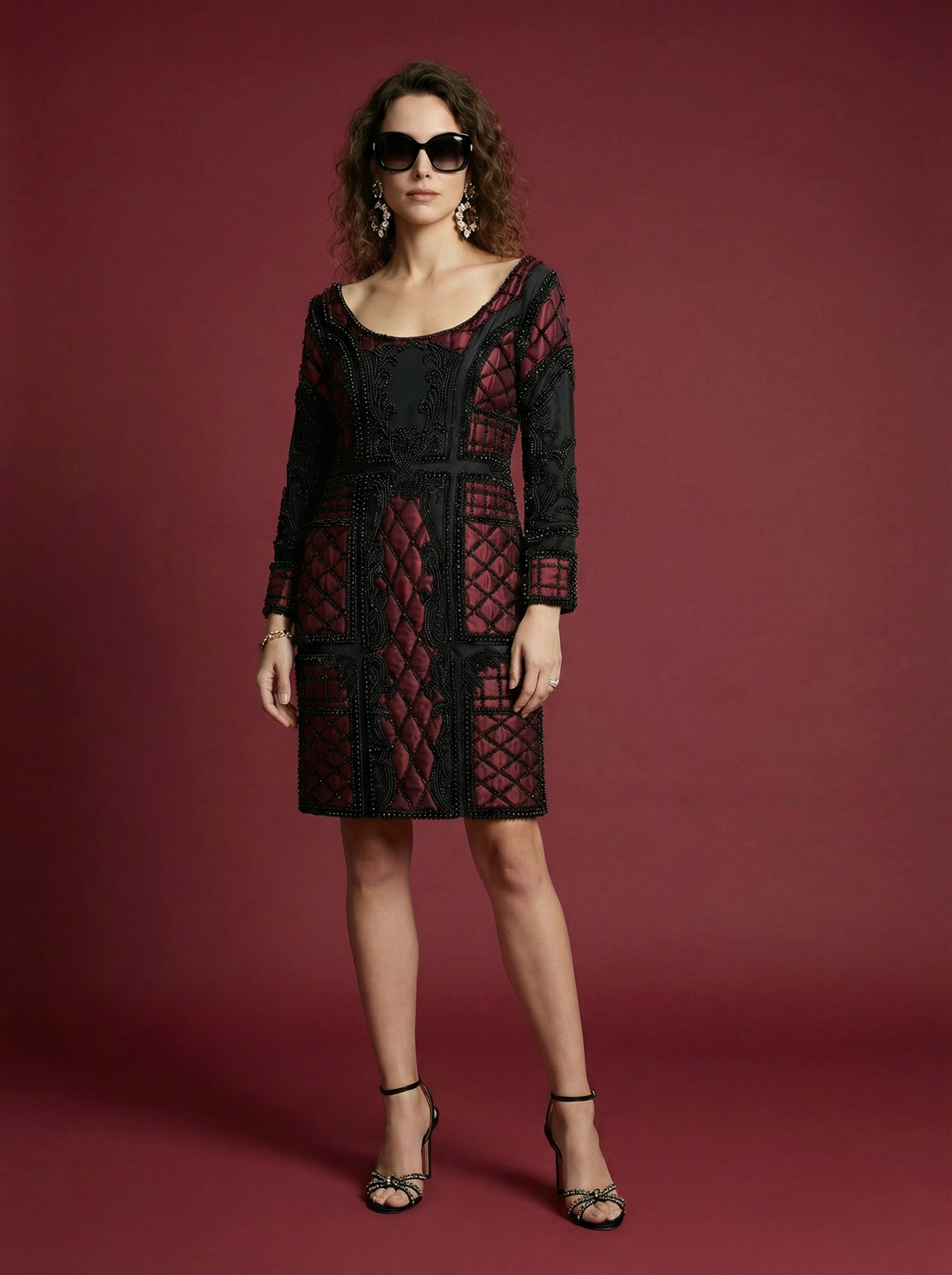 WP Noir Royale Pearl Embellished Silk Dress Rule Your World