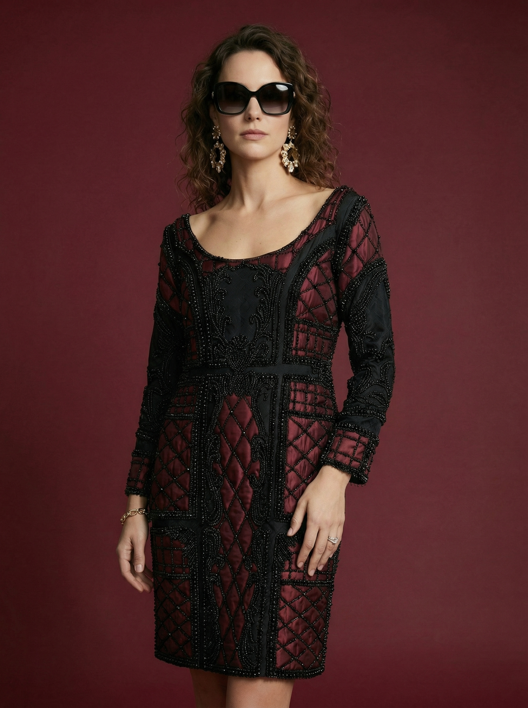 WP Noir Royale Pearl Embellished Silk Dress Rule Your World