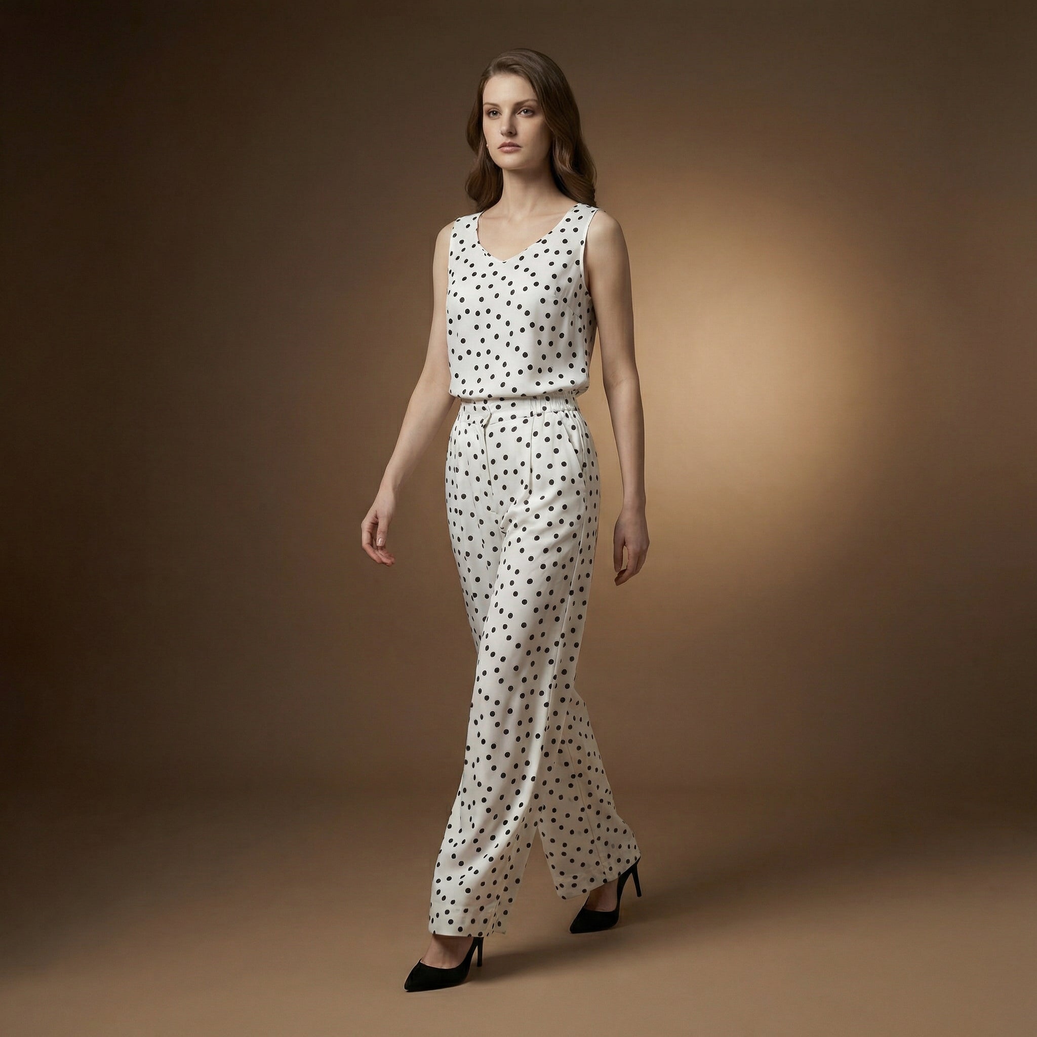 WP Warm White Polka Dot Virgin Silk Vest & Trousers Set-thumbmail-6