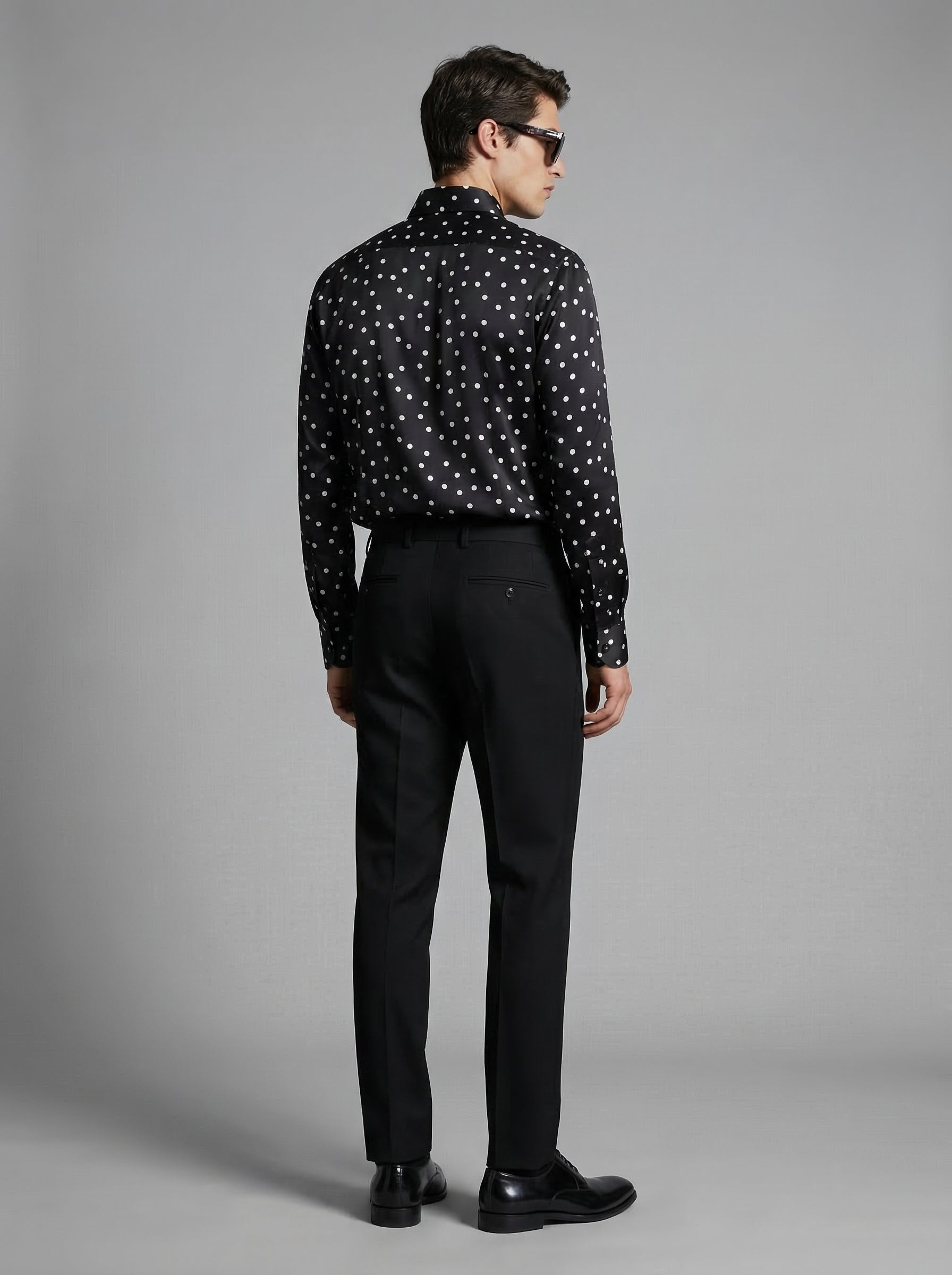 WP Deep Black Polka Dot Virgin Silk Shirt-thumbmail-3