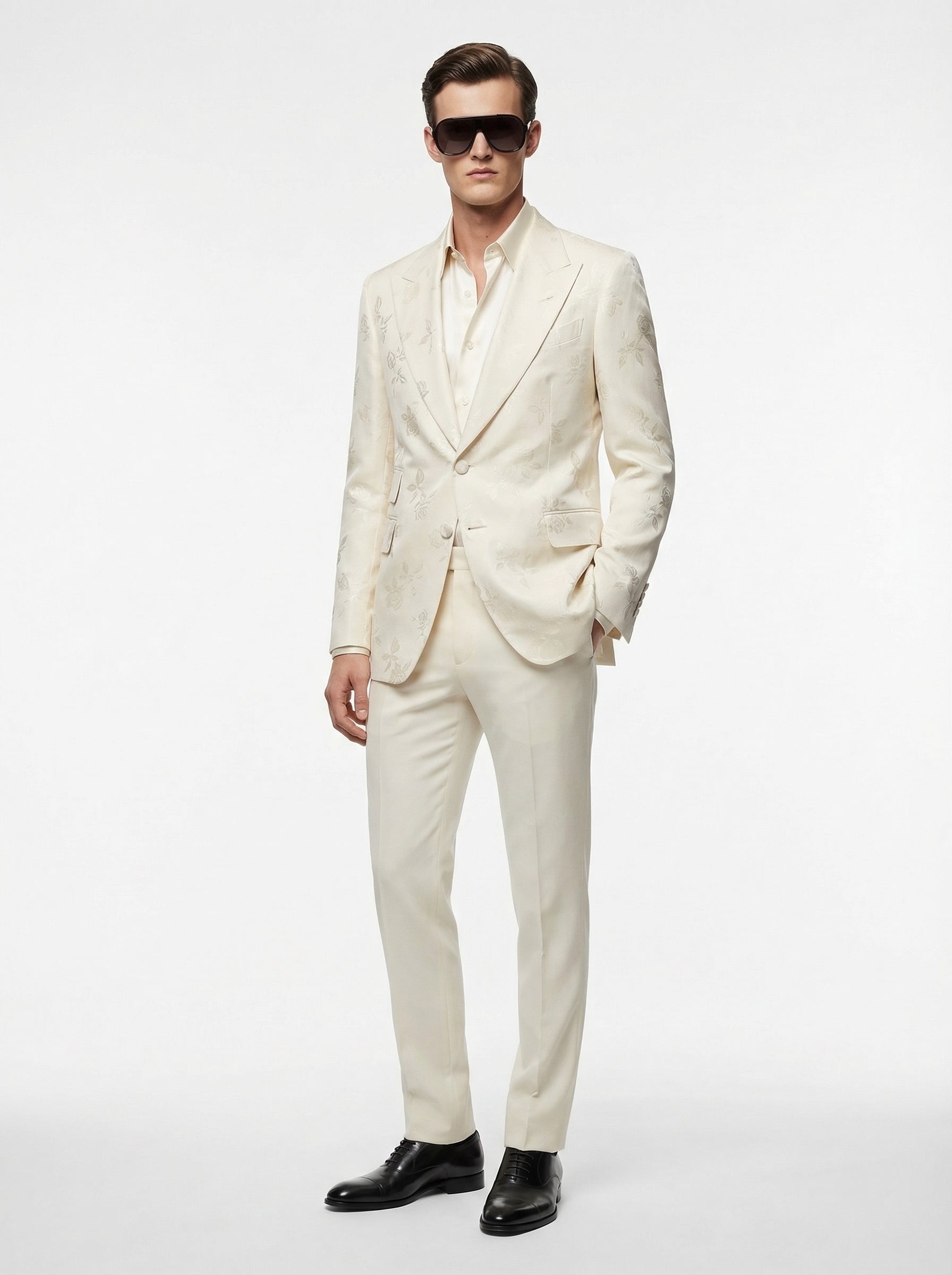 WP Warm White Embossed Floral Silk Jacket-thumbmail-3