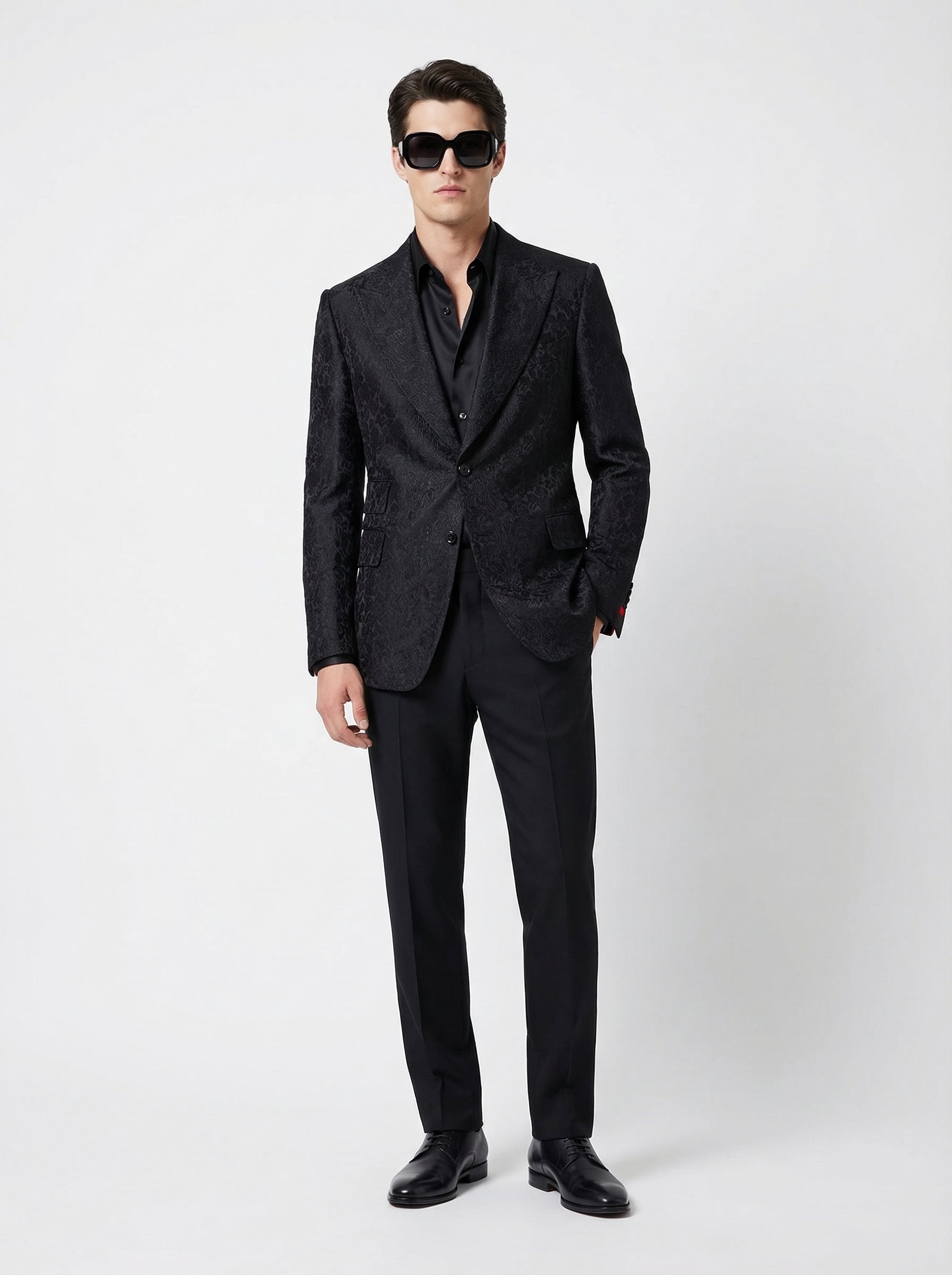WP Black Embossed Wool & Silk Jacket-thumbmail-3