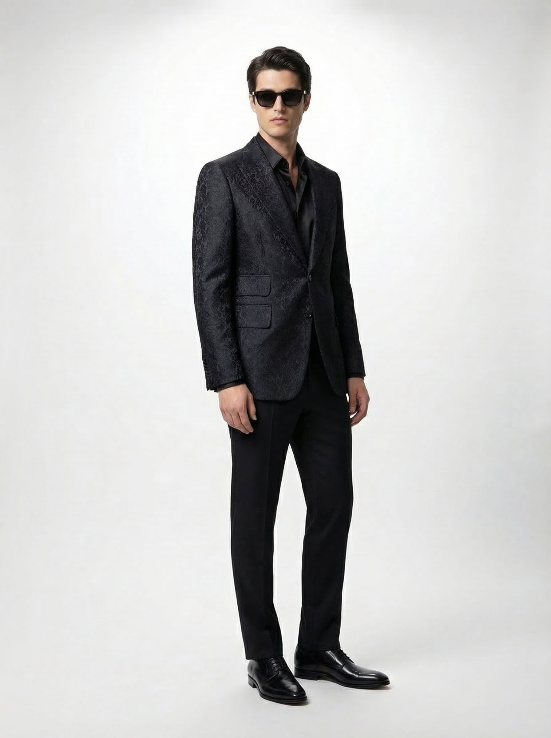 WP Black Embossed Wool & Silk Jacket-thumbmail-4