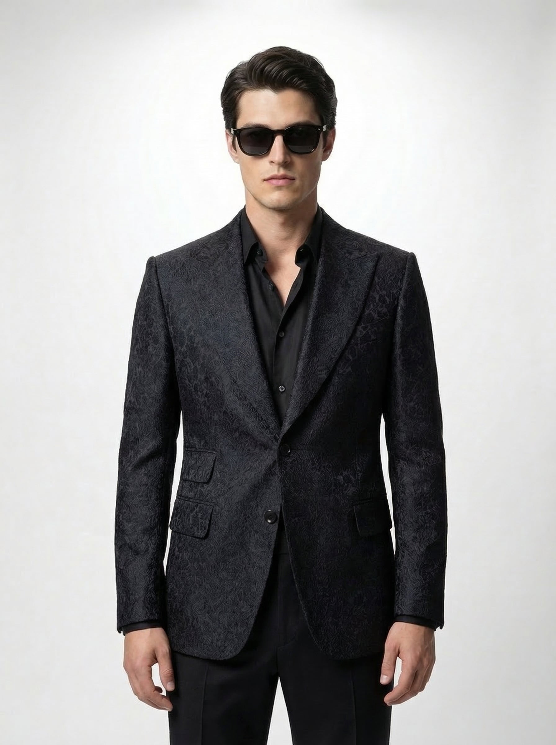 WP Black Embossed Wool & Silk Jacket