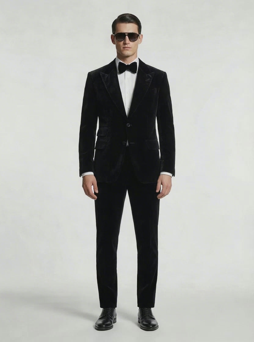 WP French Velvet Deep Black Sovereign Cut Suit-thumbmail-4