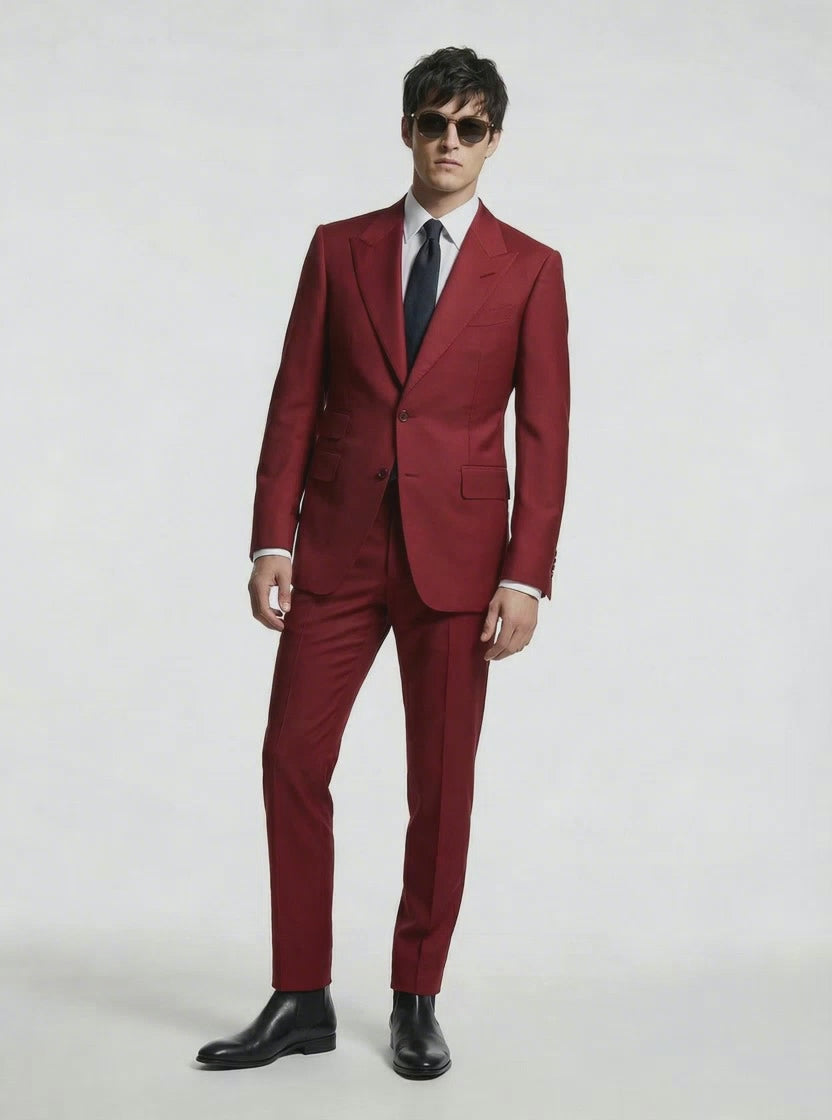 WP Blood Maroon Sovereign Cut Suit in Super 180s Italian Wool-thumbmail-5
