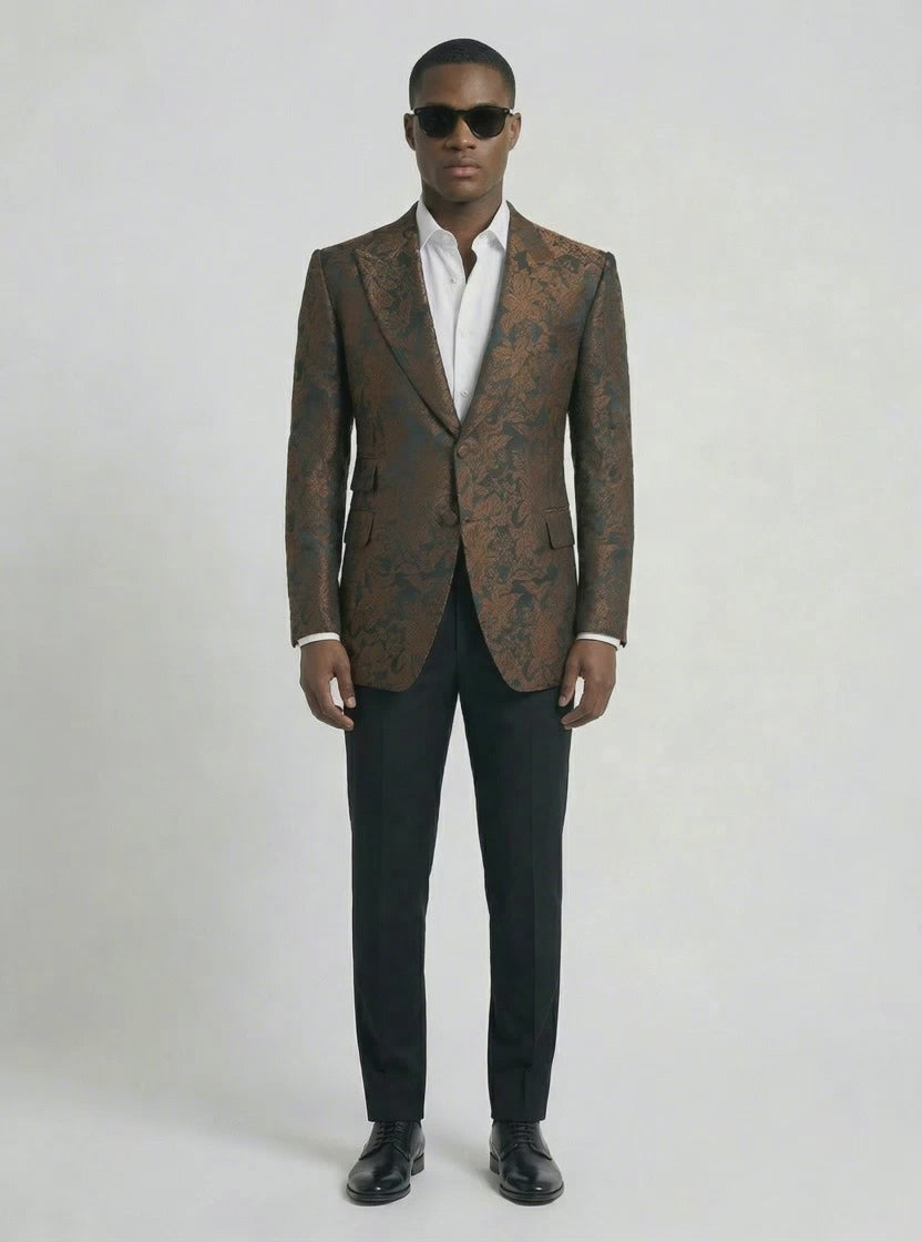 WP Wool & Silk Blend Jacket — Dark Green & Copper-thumbmail-4