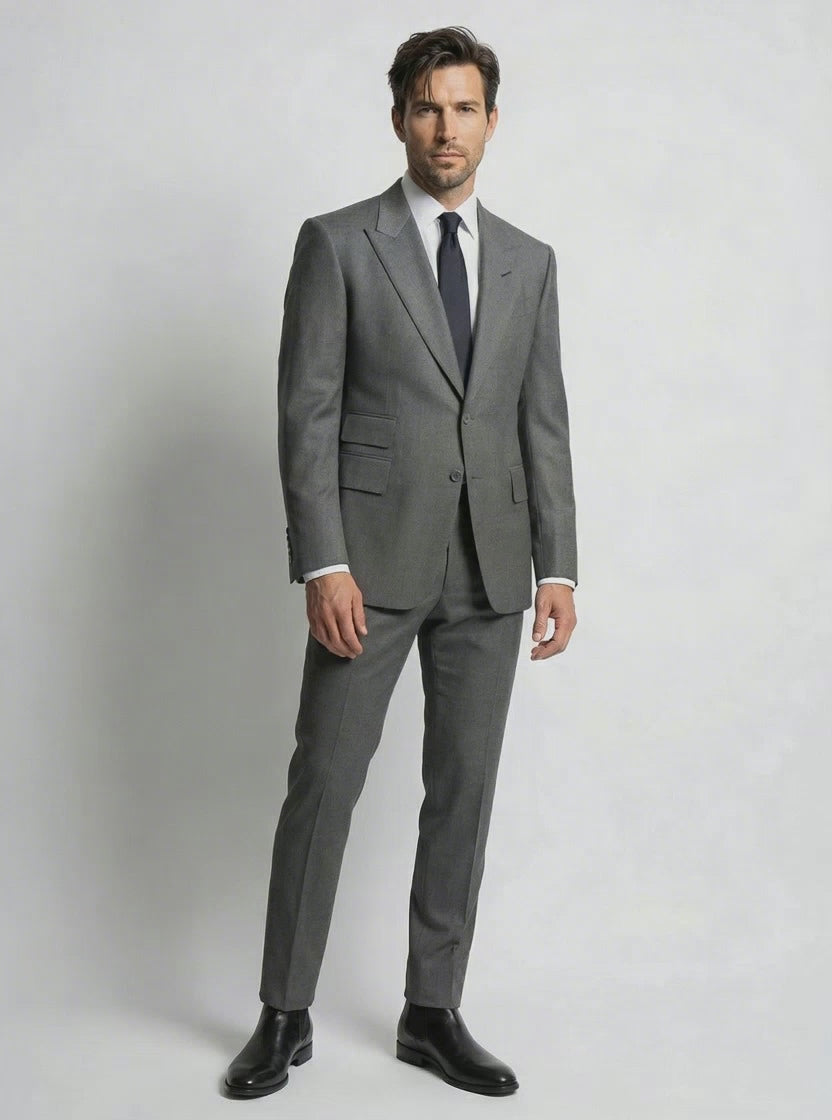 WP Medium Grey Sovereign Cut Suit in Super 180s Italian Wool & Silk-thumbmail-5